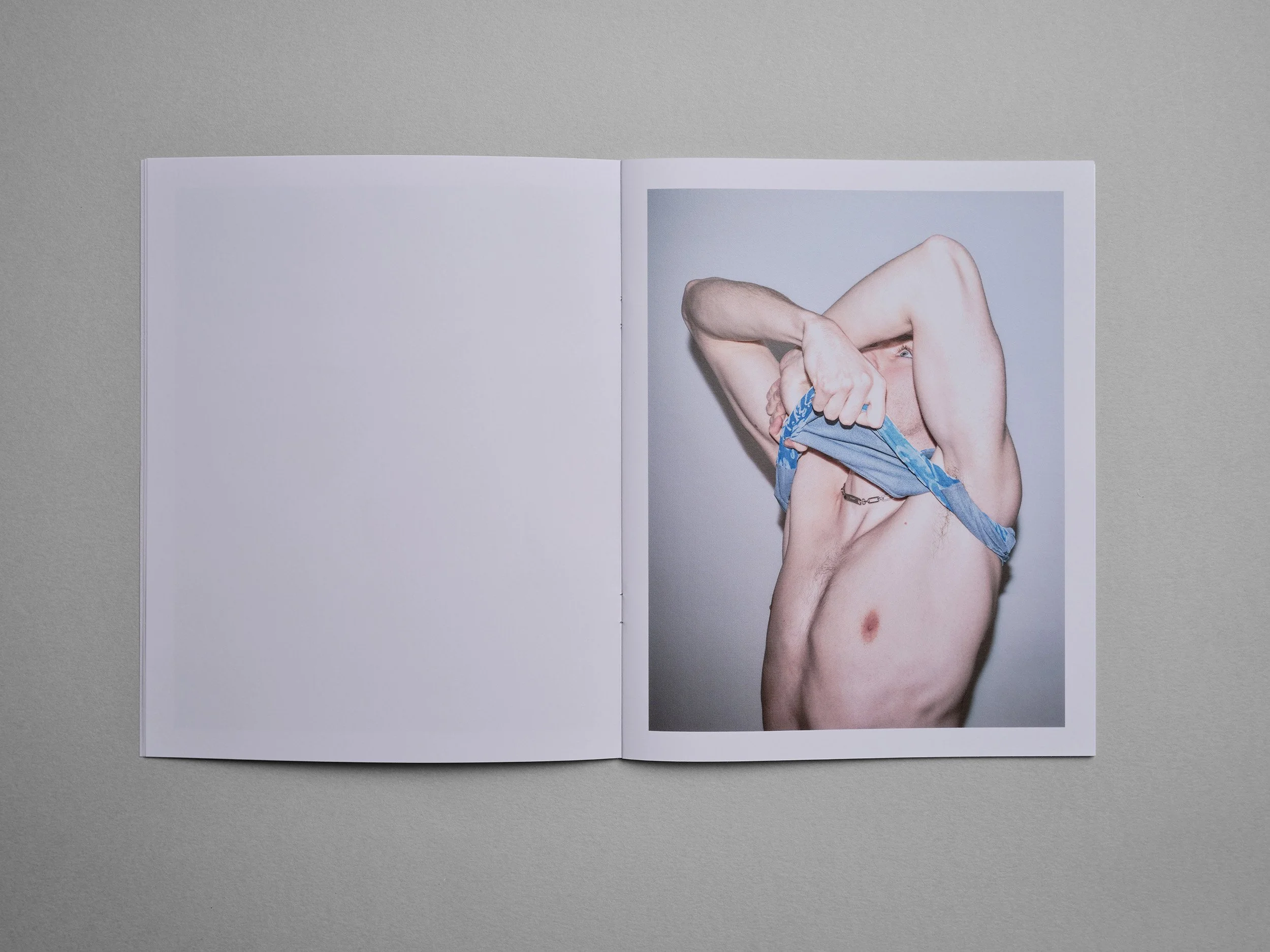 Photo zine hand made by artist photographer Maxwell Anderson of queer model Todd Lamming in London.