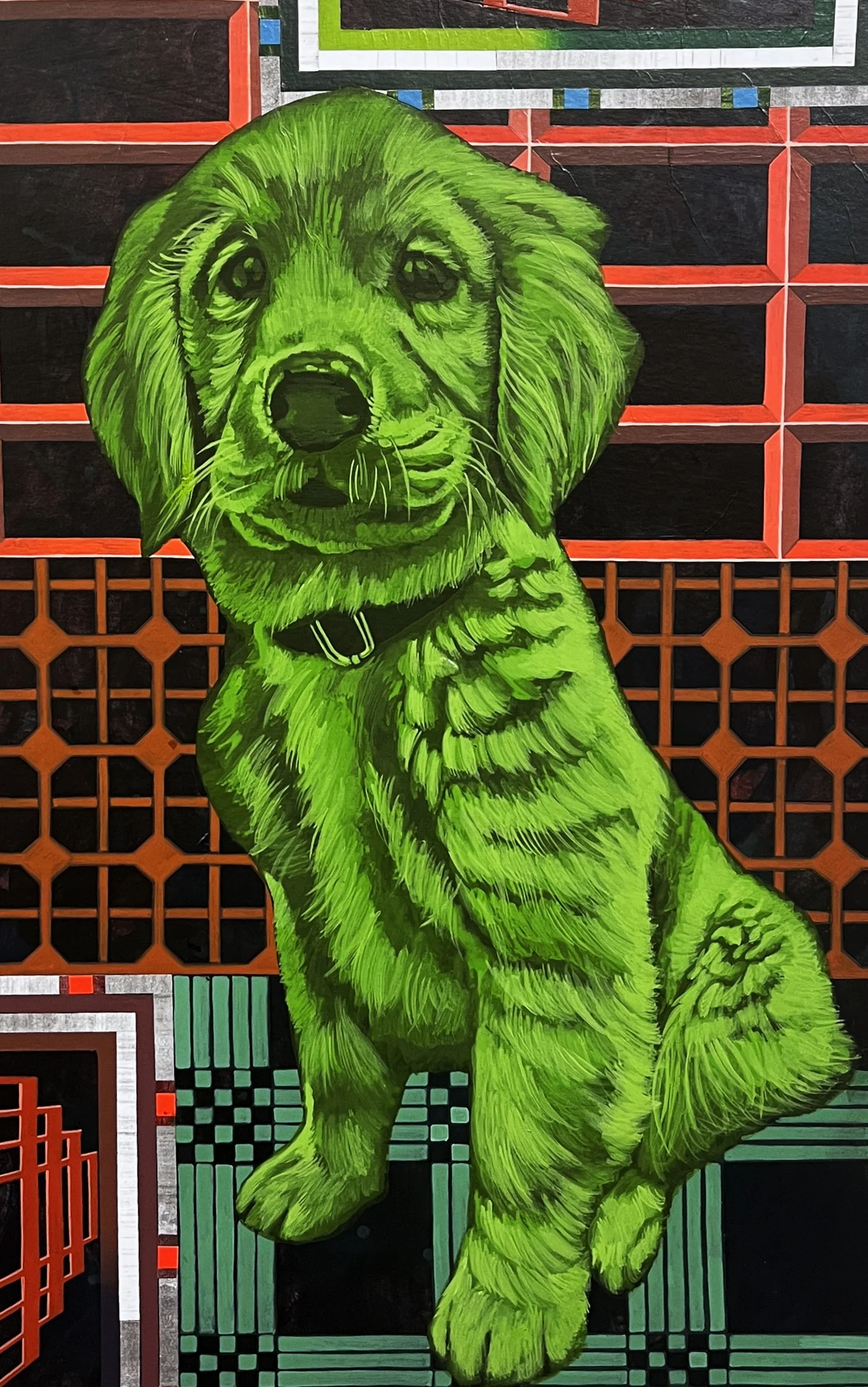 Defaced Vitrine 06, Acrylic and Pen Drawing on Wooden Board, 61(w)cm x 91.5(h)cm x 3(d)cm, 2025