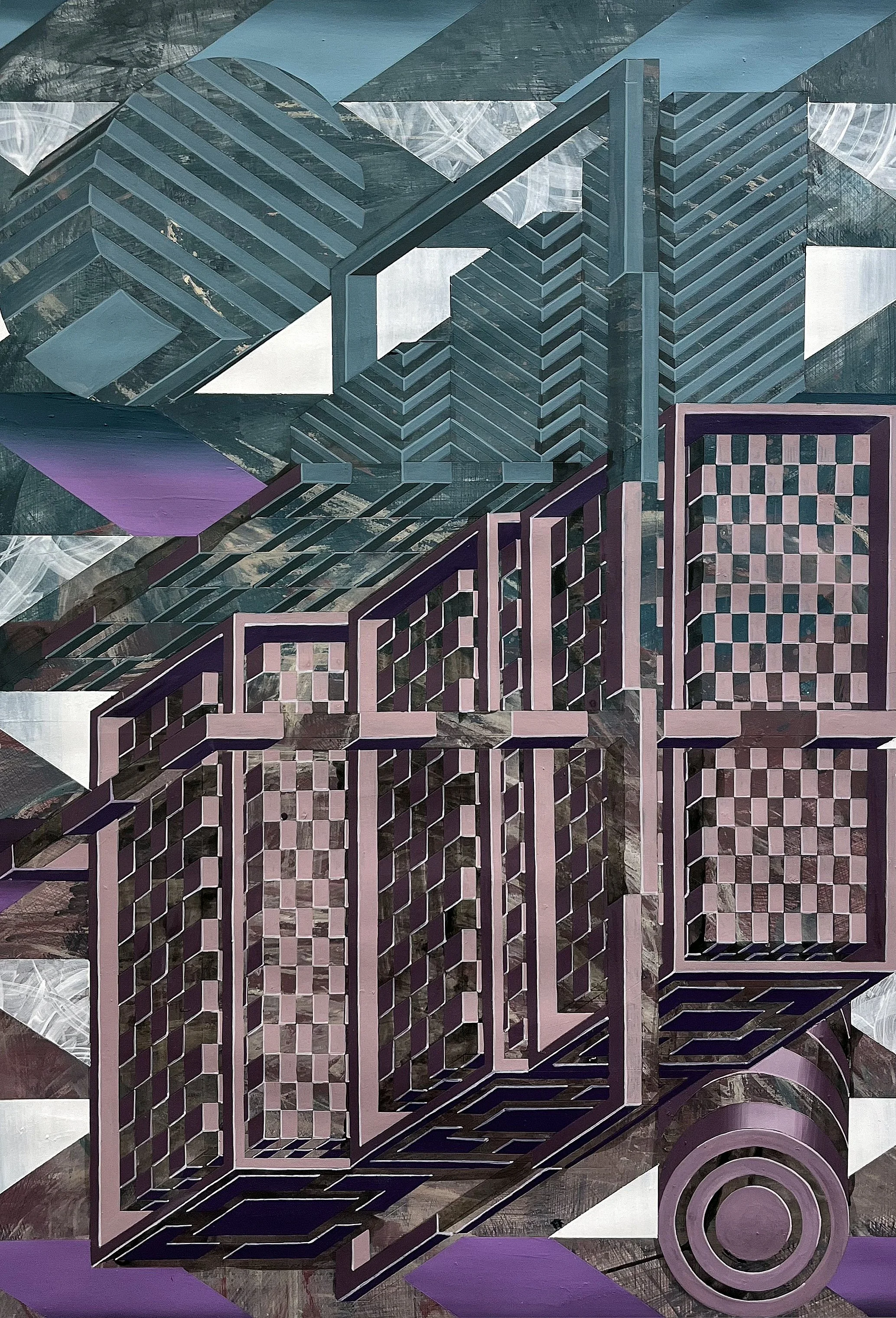 Urban Methodology DaCapo, Pen Drawing and Acrylic on Paper, 69(w)cm x 48.5(h)cm x 3(d)cm (Unframed),  2022