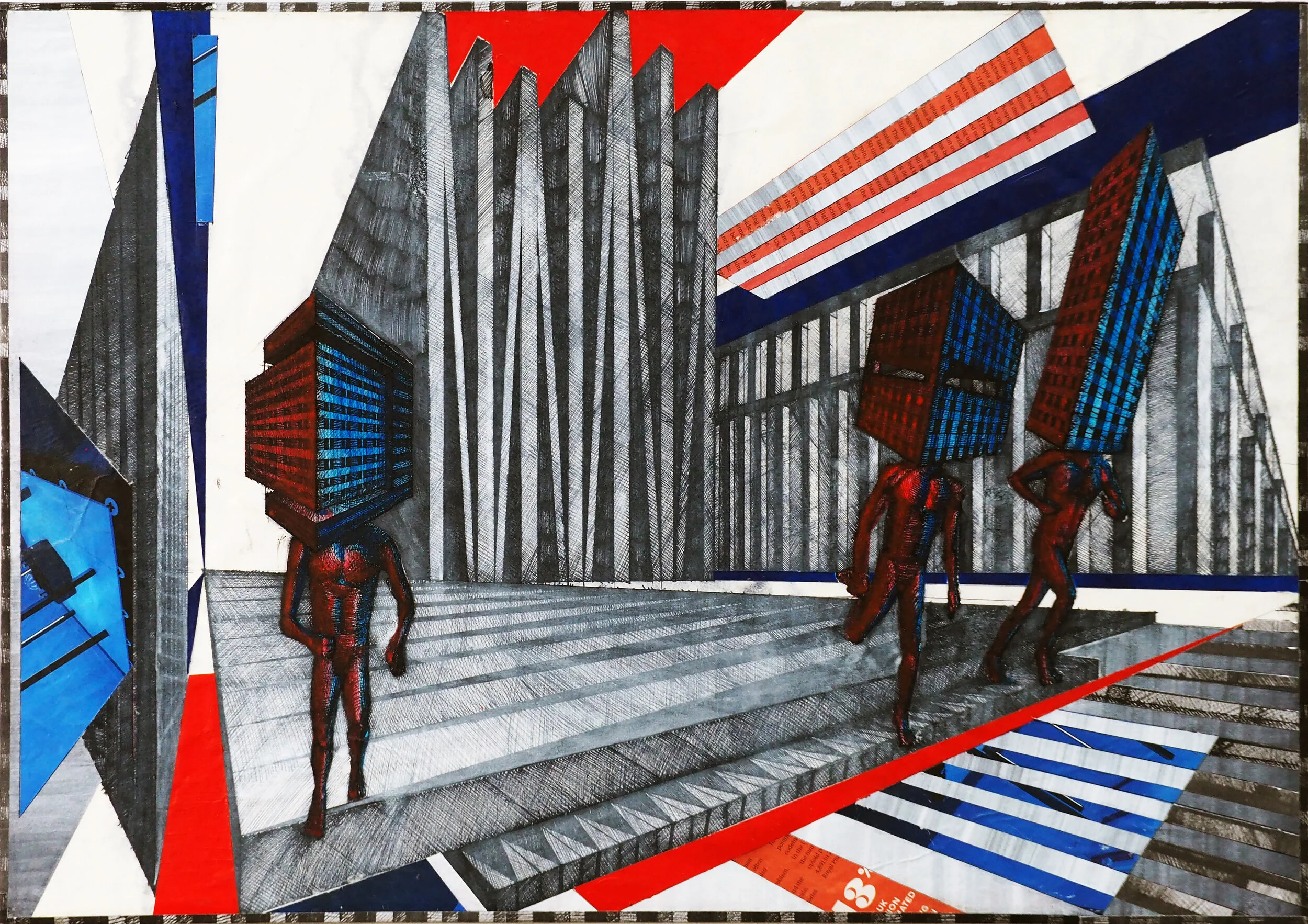 Quarantine Diaries in London, 42(w)cm x 30(h)cm, Acrylic and Pen Drawing on Paper, 
2020