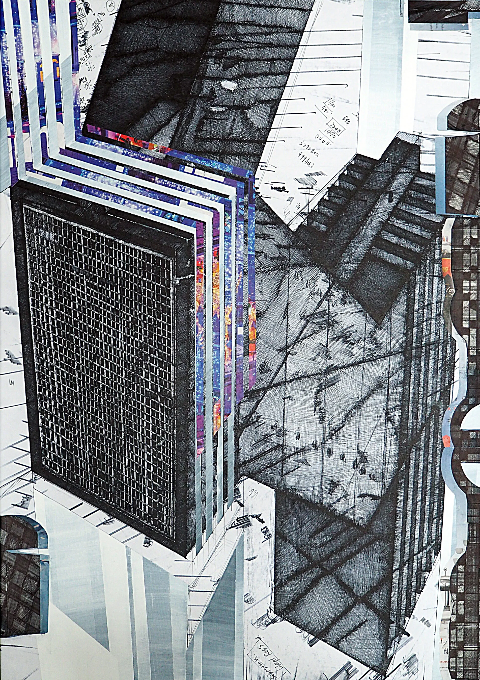 Urban Methodology 27122017, Pen on Waste Materials, 59(w)cm x 84(h)cm, 2017