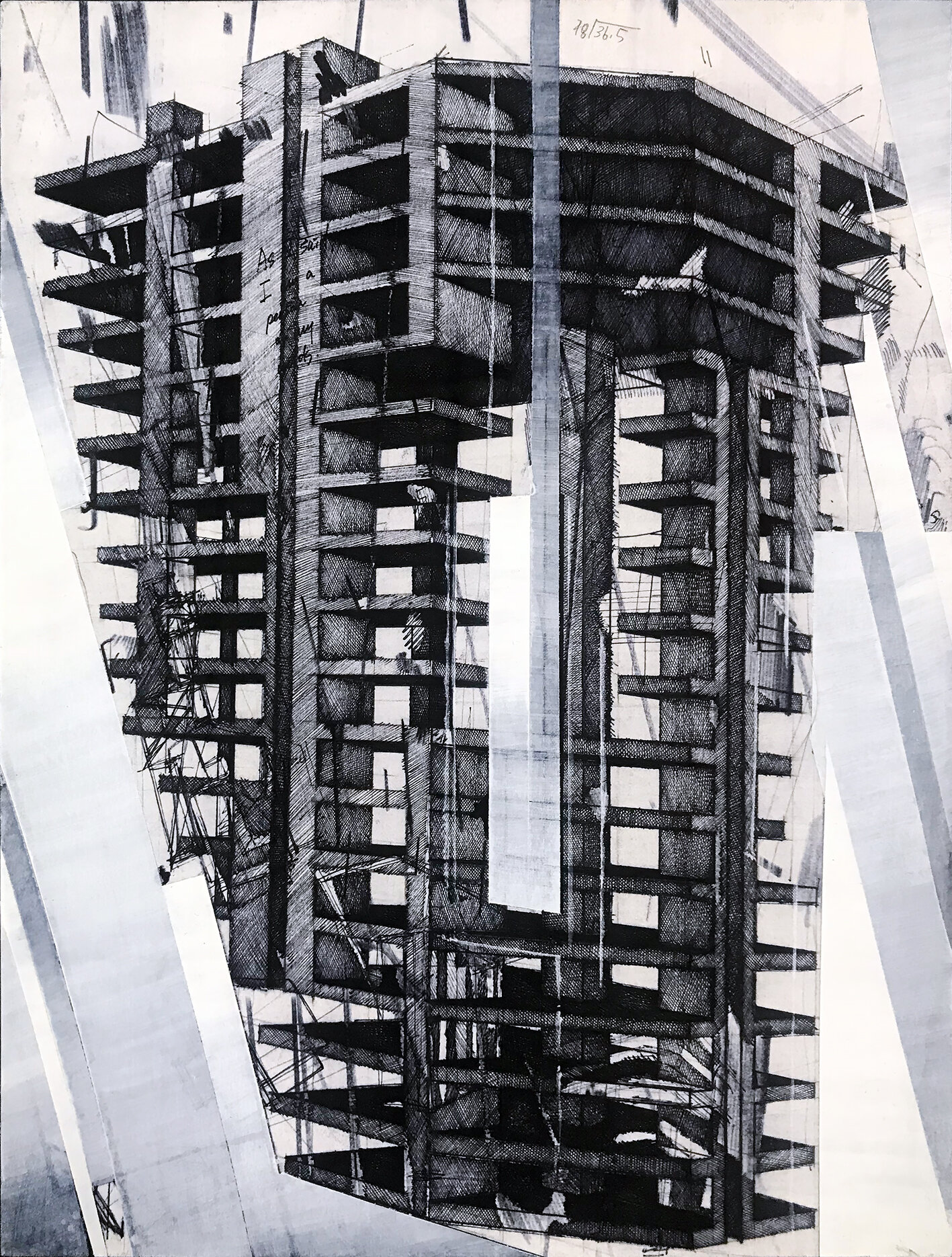 Urban Methodology 27012017, Pen on Waste Materials, 30(w)cm x 40(h)cm, 2016