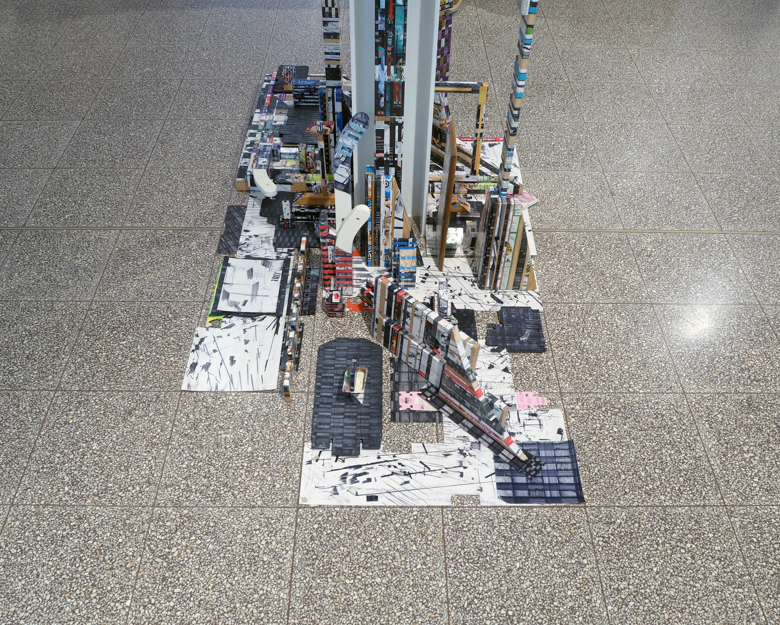 Urban Methodology 09062017, Pen on Waste Materials, 120(w)cm x 178(h)cm x 80(d)cm, 2017