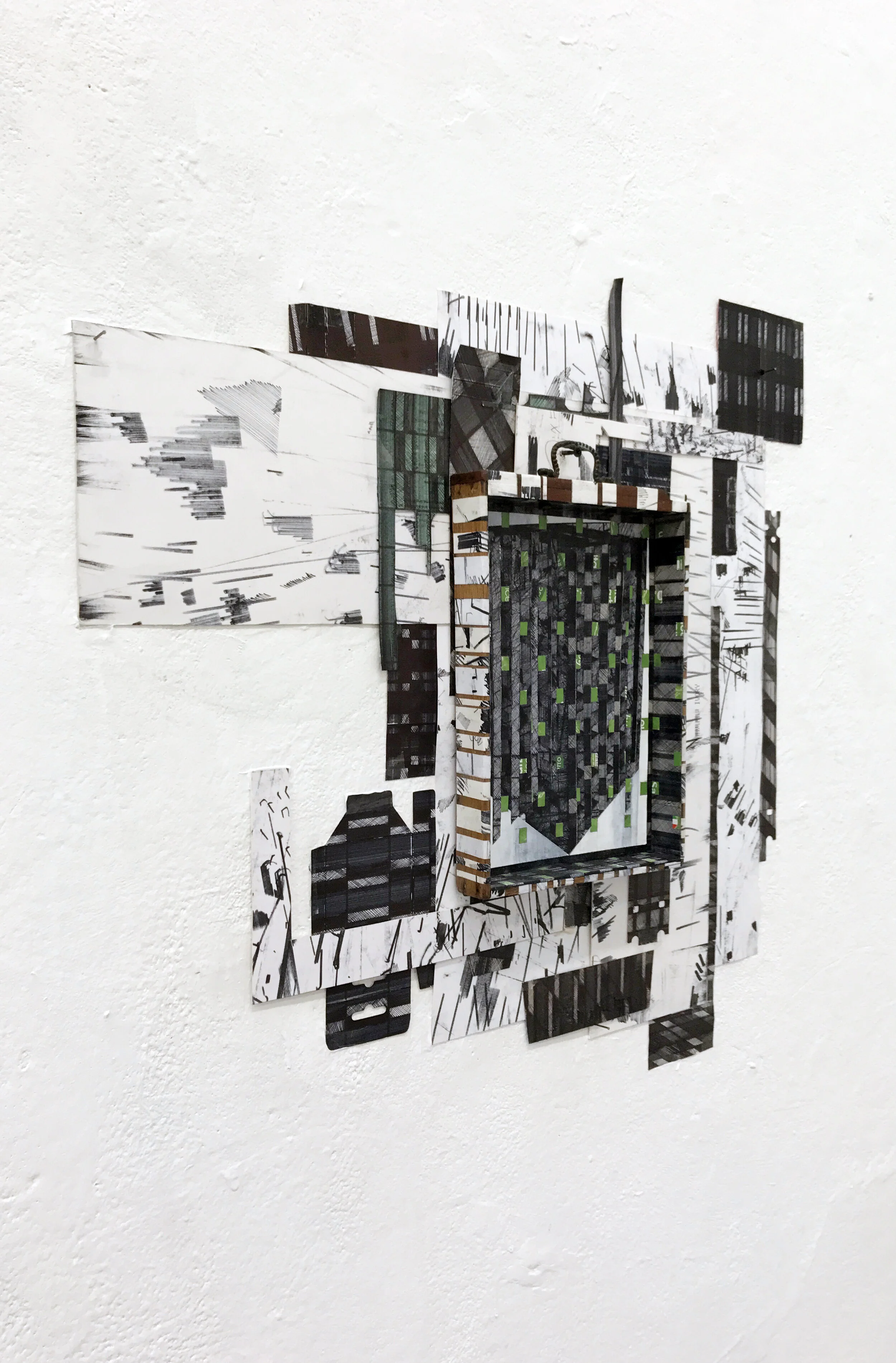 Urban Methodology 16082017, Pen, Waste Paper and Waste Furniture, 75cm(w) x 69cm(h) x 4cm(d), 2017
