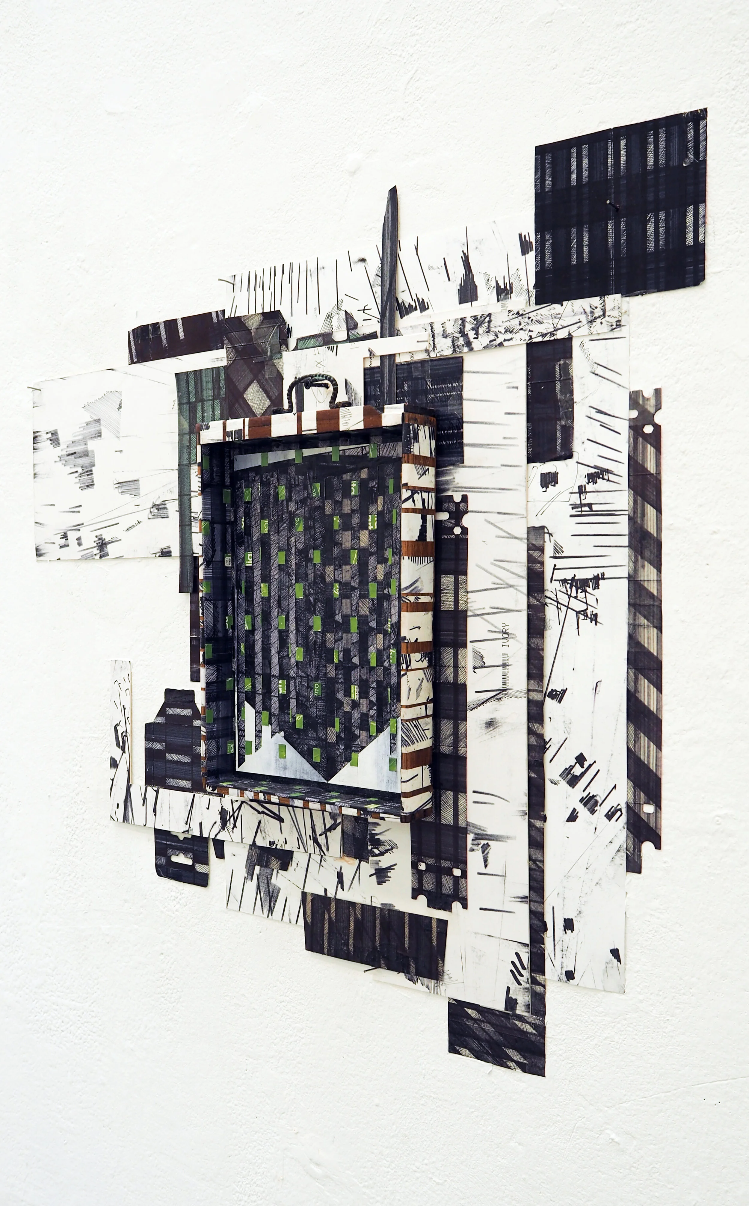 Urban Methodology 16082017, Pen, Waste Paper and Waste Furniture, 75cm(w) x 69cm(h) x 4cm(d), 2017