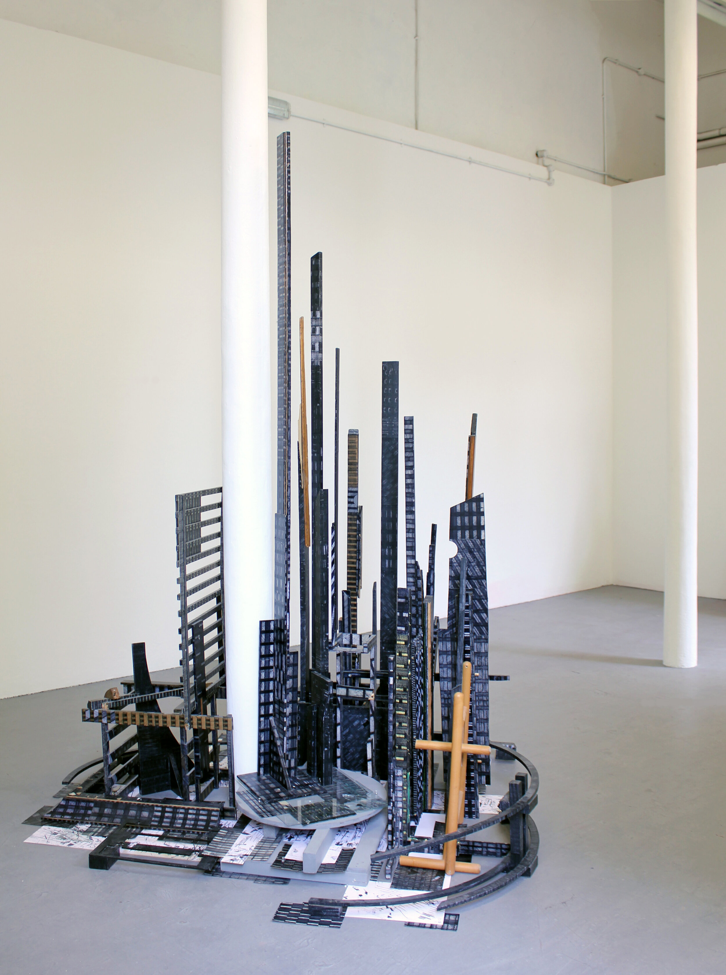 Urban Methodology 19062016, 172(w)cm x 236(h)cm x 156(d)cm, Pen on Waste Materials, 2016