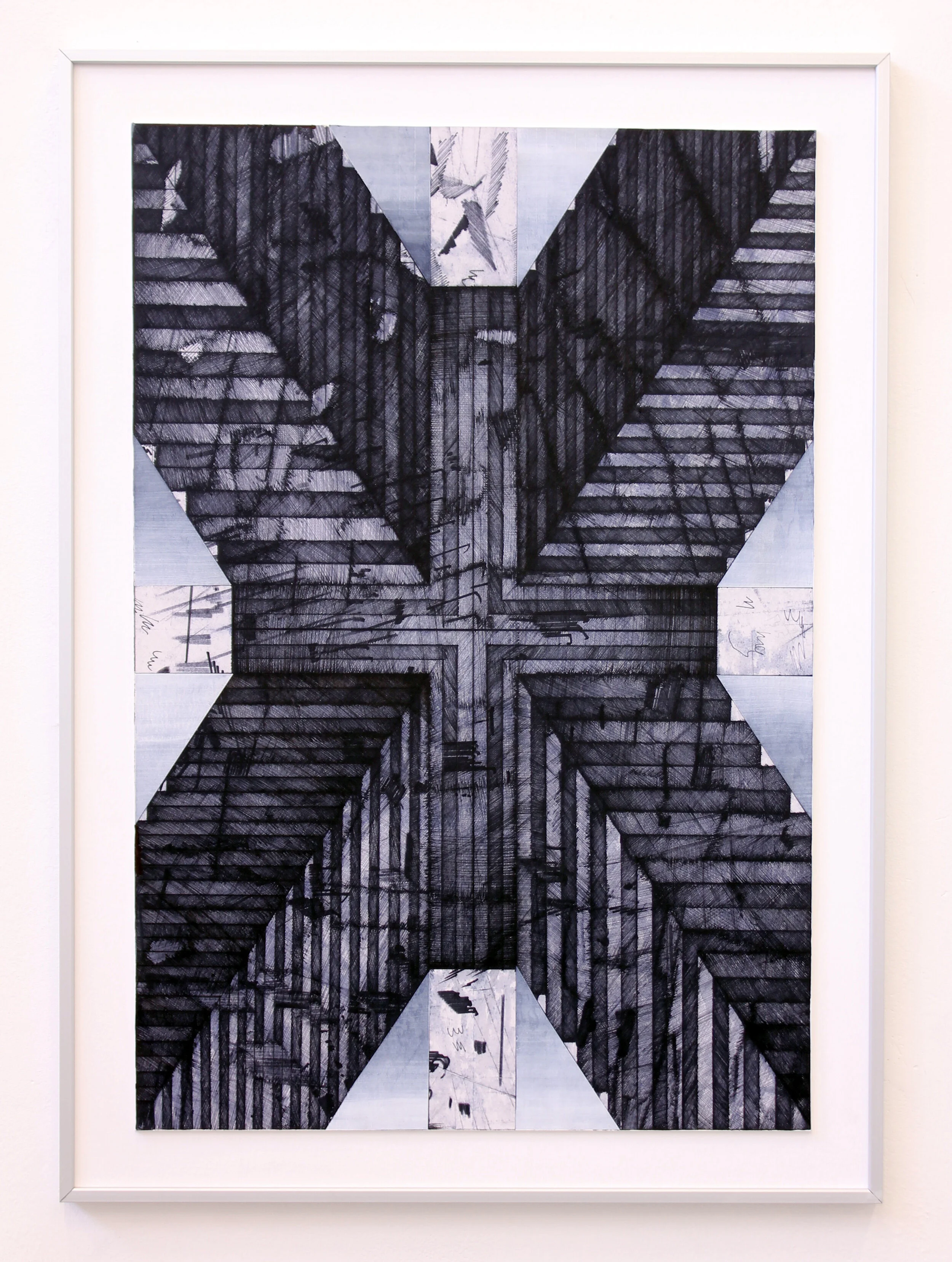 Urban Methodology 21062016,
50(w)cm x 70(h)cm, Pen on Waste Materials, 2016