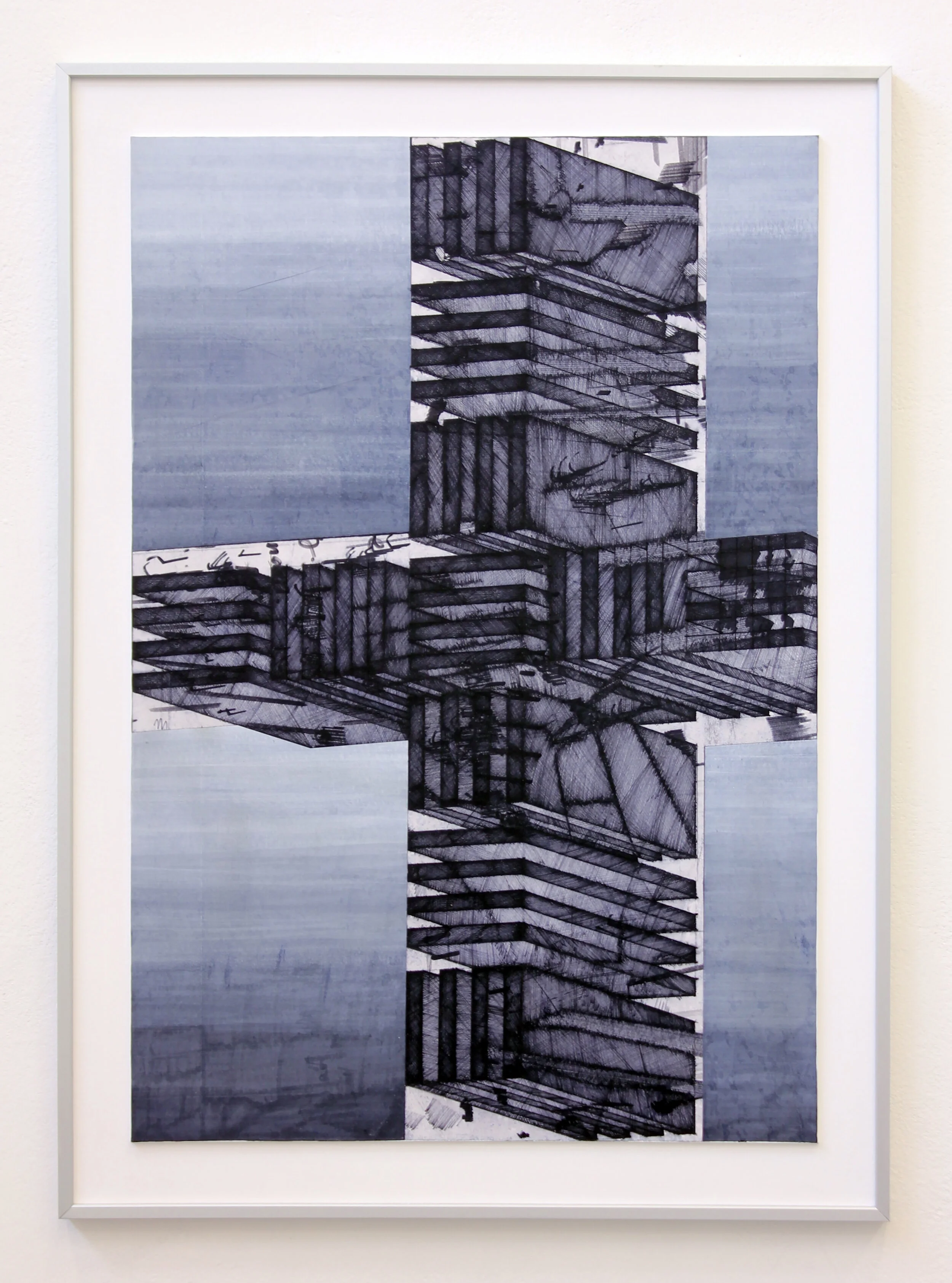 Urban Methodology 25062016,
50(w)cm x 70(h)cm, Pen on Waste Materials, 2016
