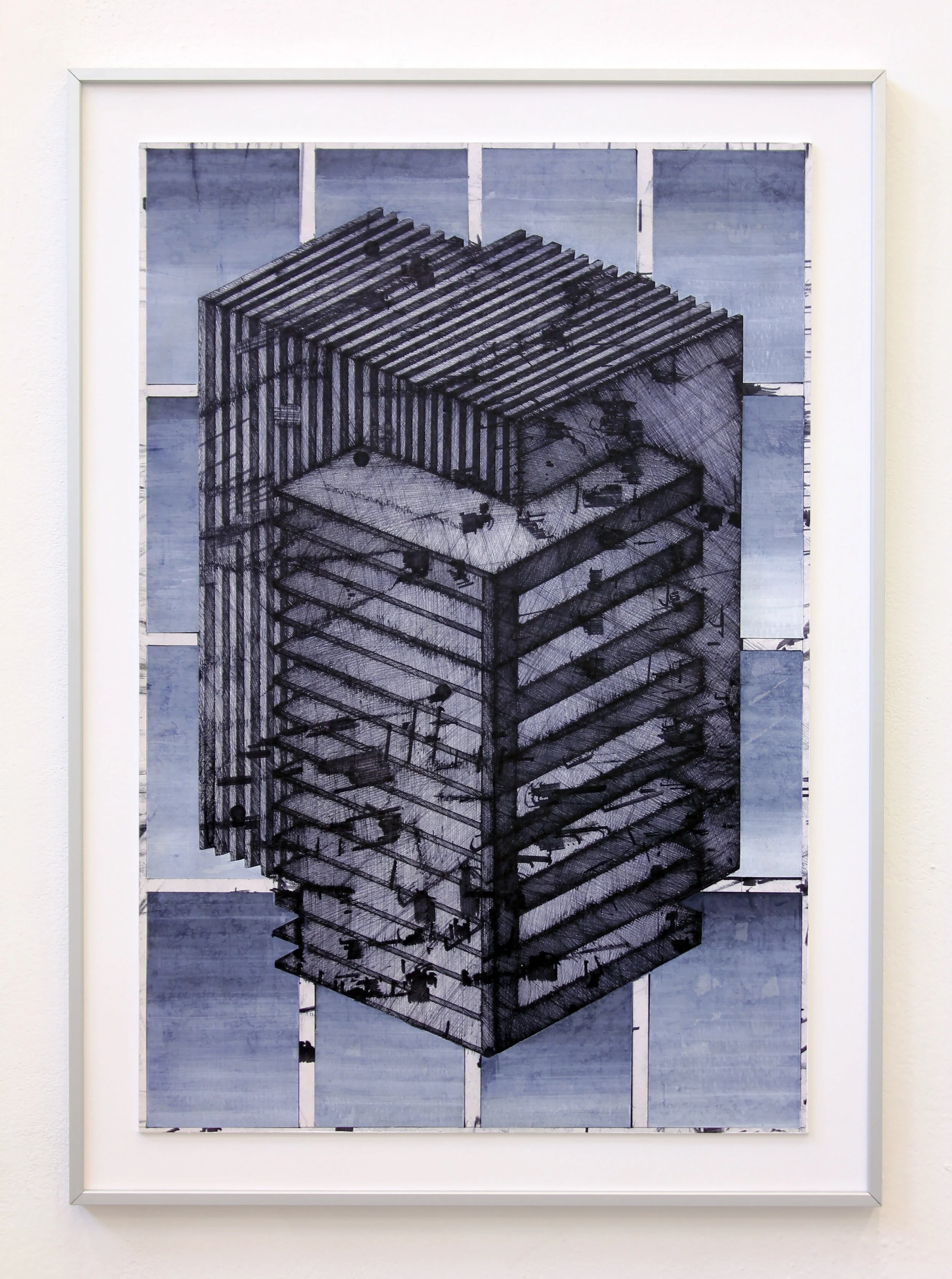 Urban Methodology 23062016,
50(w)cm x 70(h)cm, Pen on Waste Materials, 2016