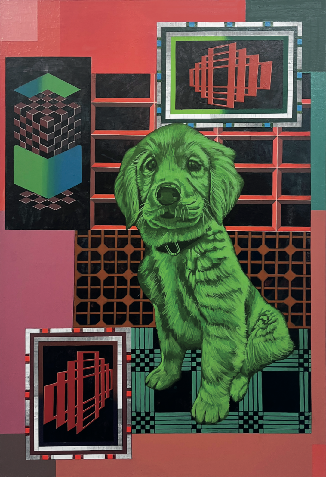 Defaced Vitrine 06, Acrylic and Pen Drawing on Wooden Board, 61(w)cm x 91.5(h)cm x 3(d)cm, 2025