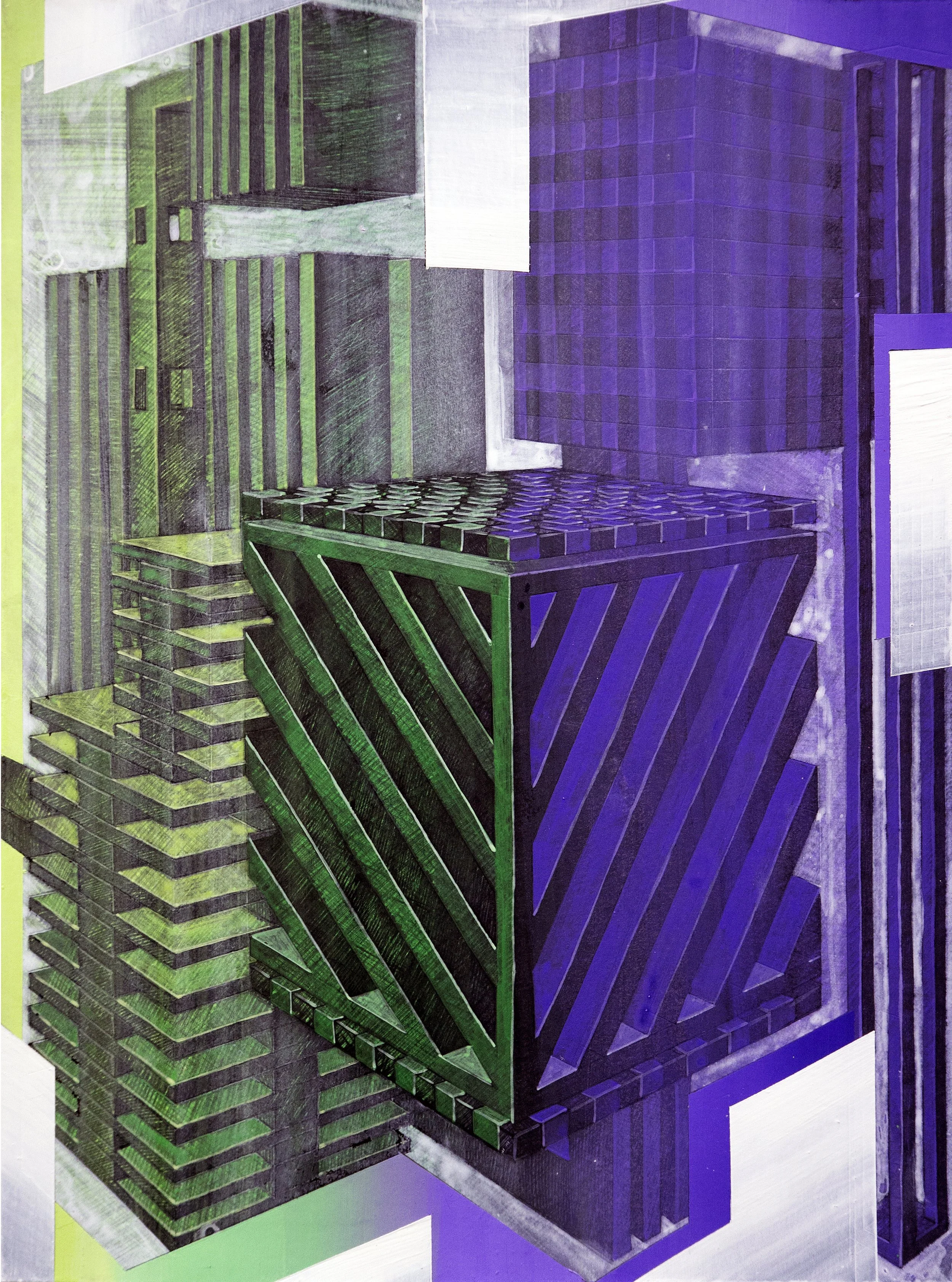 Urban Methodology DaCapo, Pen Drawing and Acrylic on Paper, 29(w)cm x 39(h)cm x 2cm(d) (Unframed), 2021 