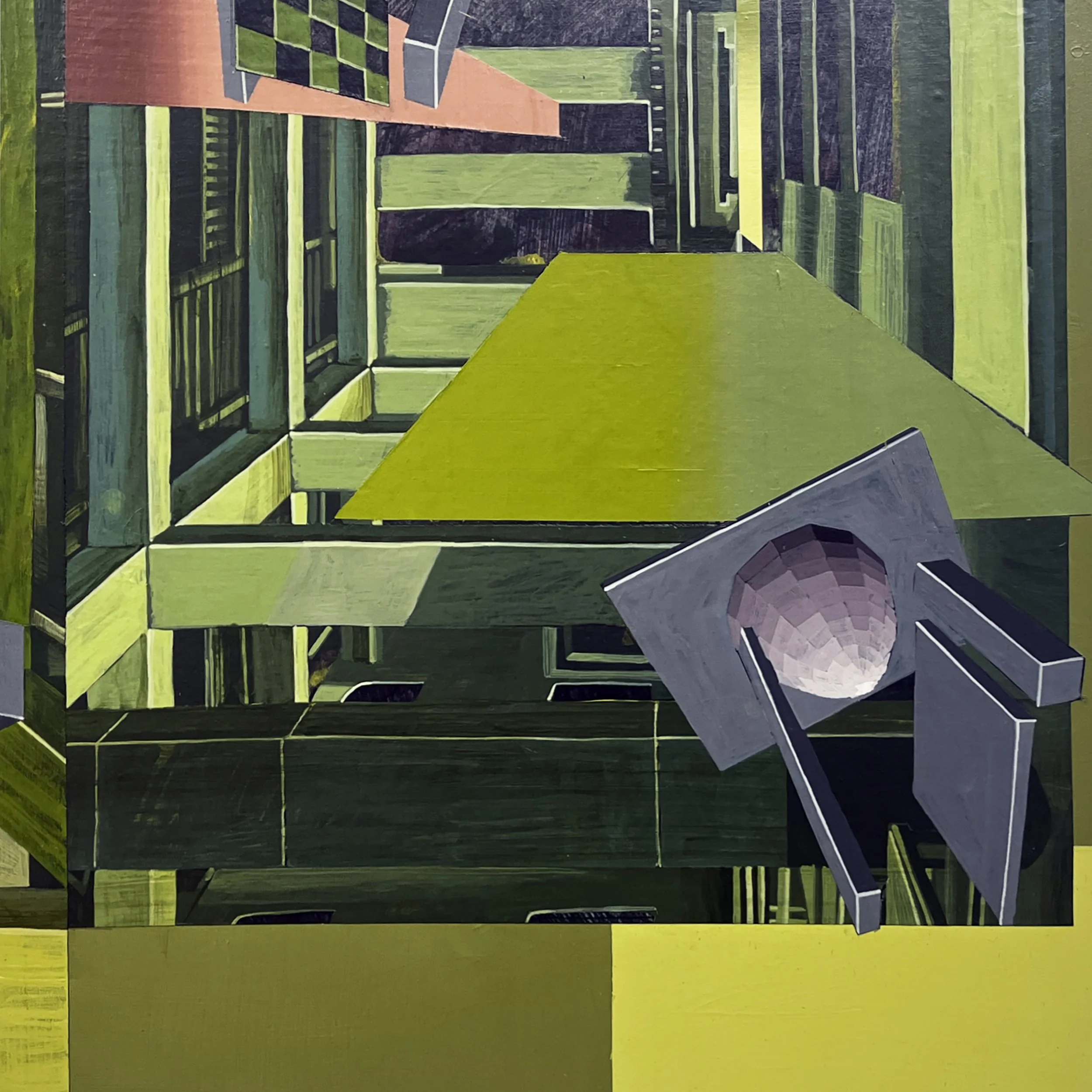Defaced Vitrine 03, Acrylic and Pen Drawing on Wooden Board, 100(w)cm x 80(h)cm x 3(d)cm, 2025