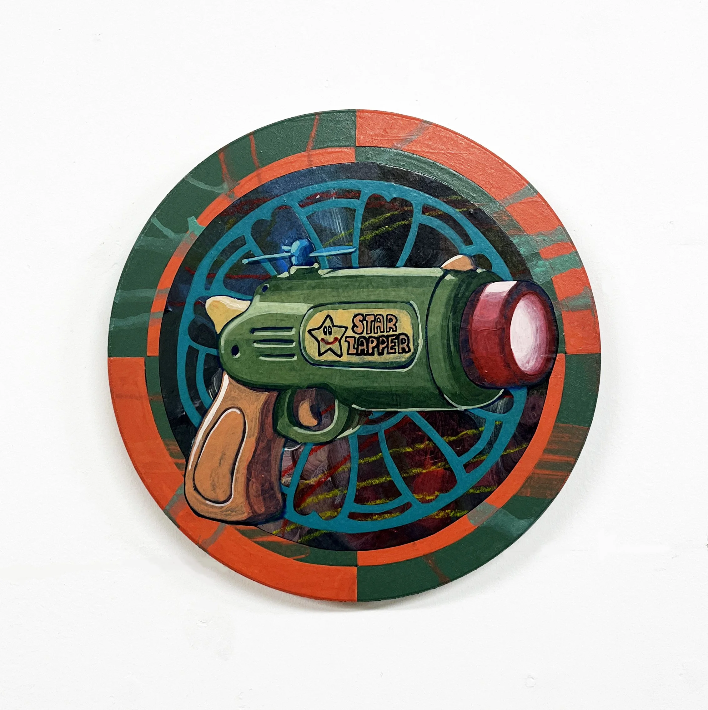 Defaced Vitrine 24, Acrylic and Pen Drawing on Wooden Board, 20(w)cm x 20(h)cm x 2(d)cm, 2025