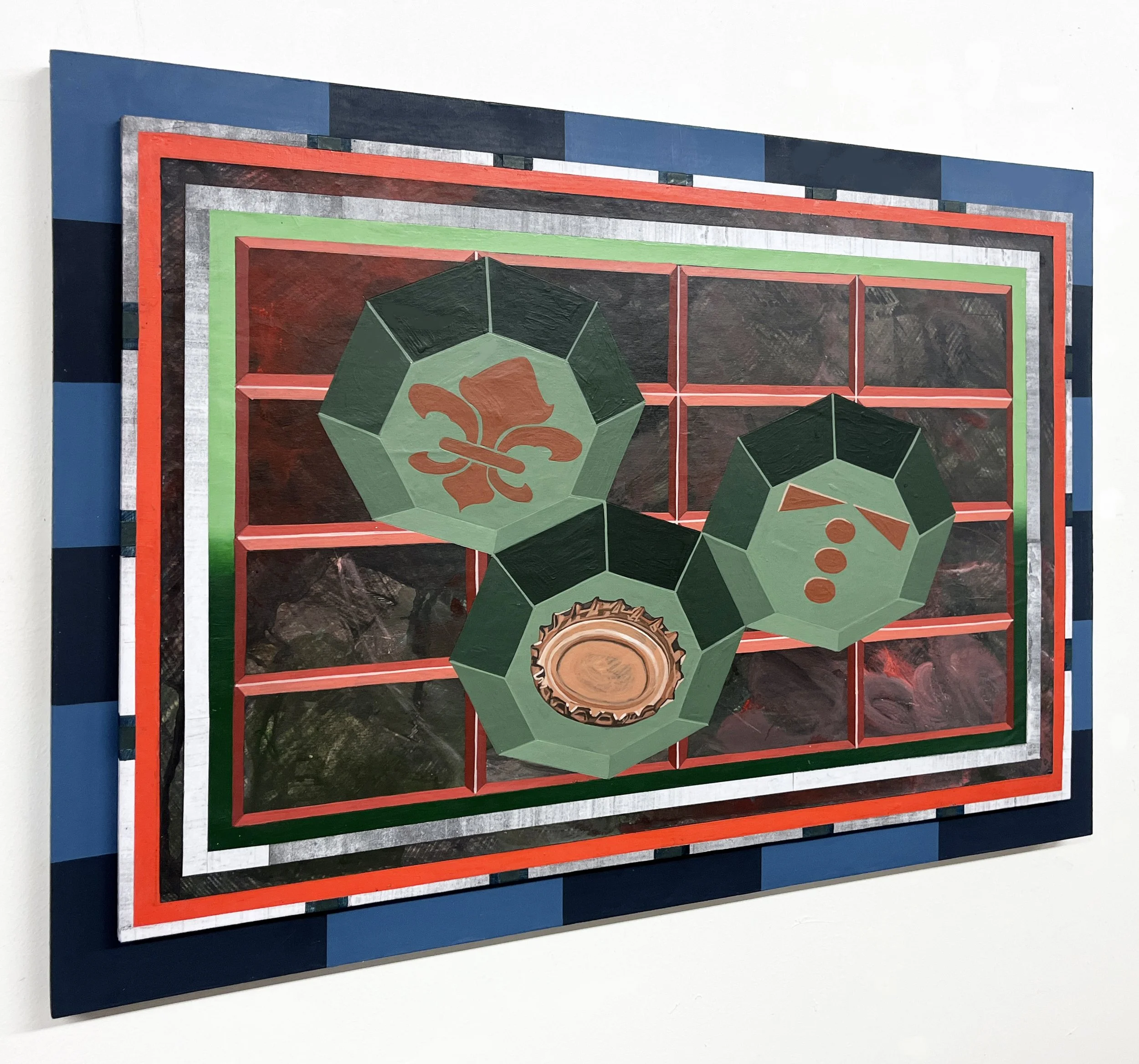 Liquid Purgatory Unit 229 Series, Acrylic and Pen Drawing on Wooden Board, 42(w)cm x 59.4(h)cm x 3(d)cm, 2025