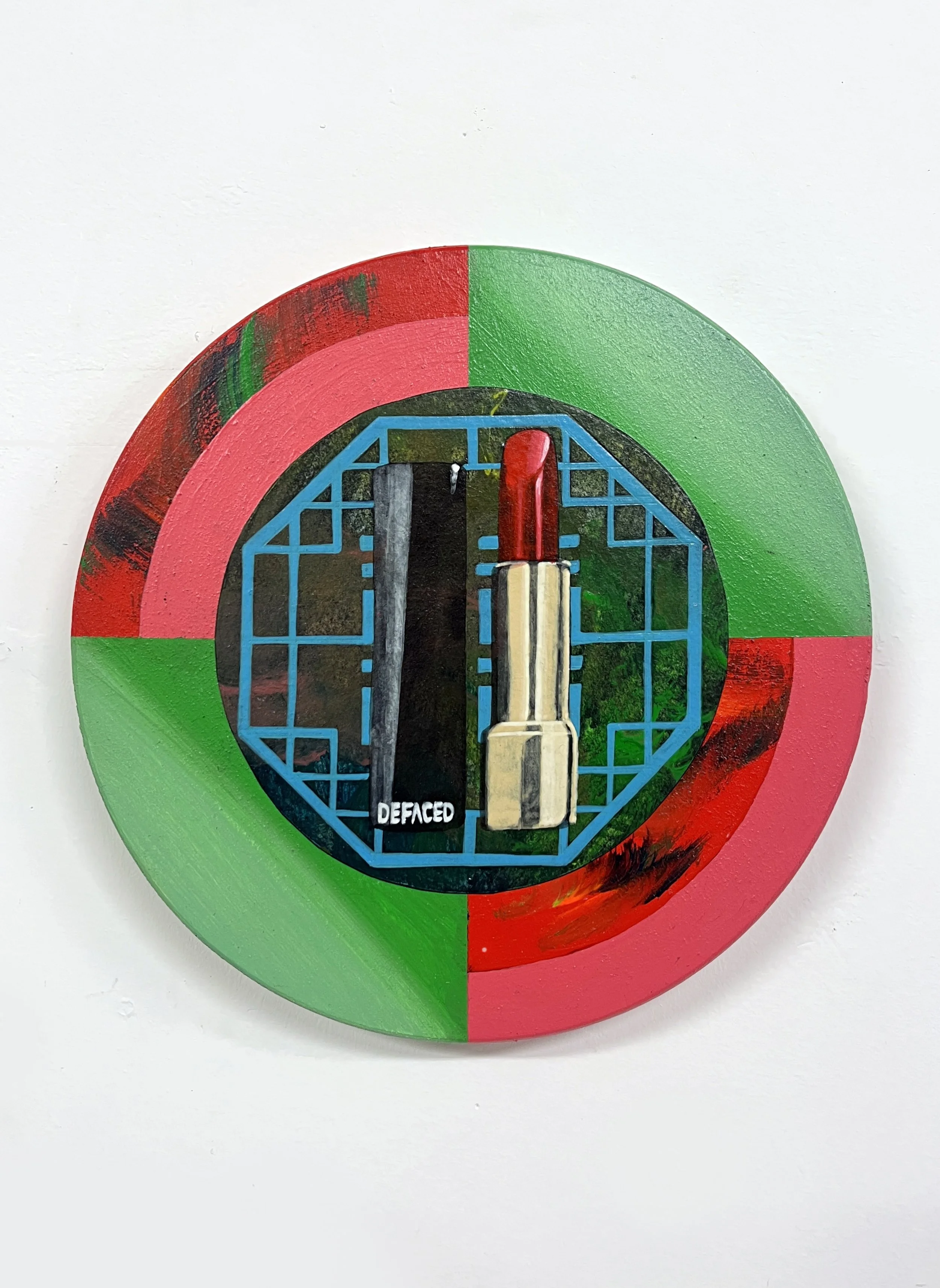 Allegory of Emotion | Allégorie de l’Emoi 
Defaced Vitrine 28,
Acrylic and Pen Drawing on Wooden Panel, 
20(w)cm x 20(h)cm x 2(d)cm, 2026