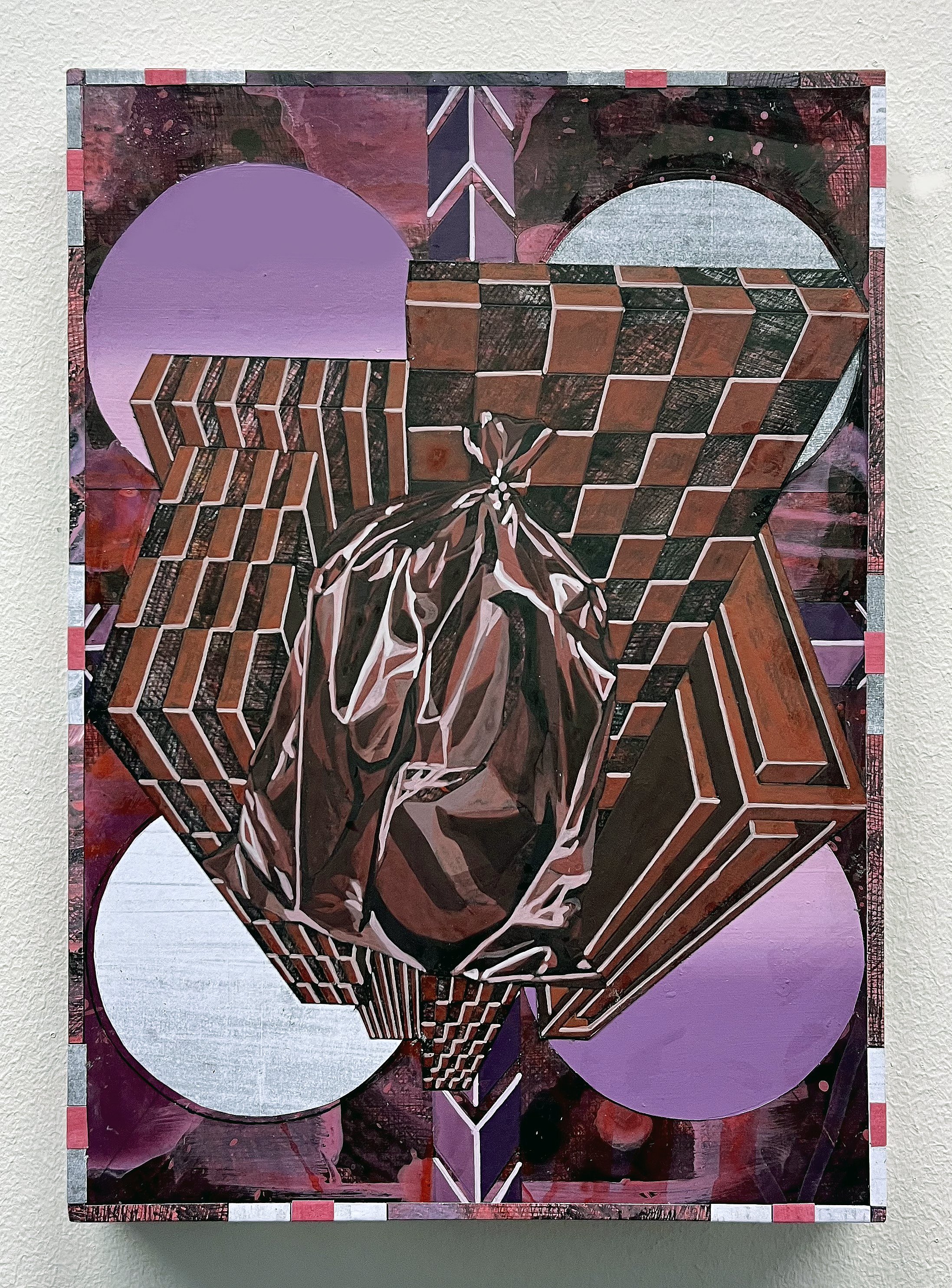 Consternation Life Style,
21w)cm x 29h)cm x 2(d)cm, Acrylic and Pen Drawing on Wooden Panel, 2023