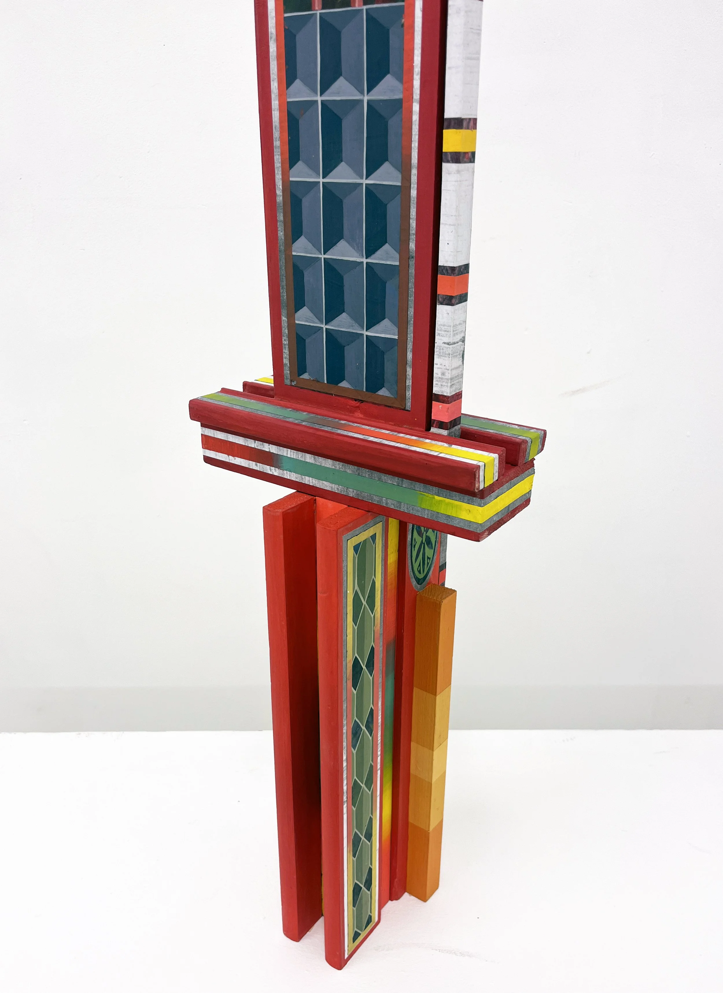 Annex Inventory Series, 22(w)cm x 117(h)cm x 13(d)cm, Acrylic and Pen Drawing on Found Objects, 2025