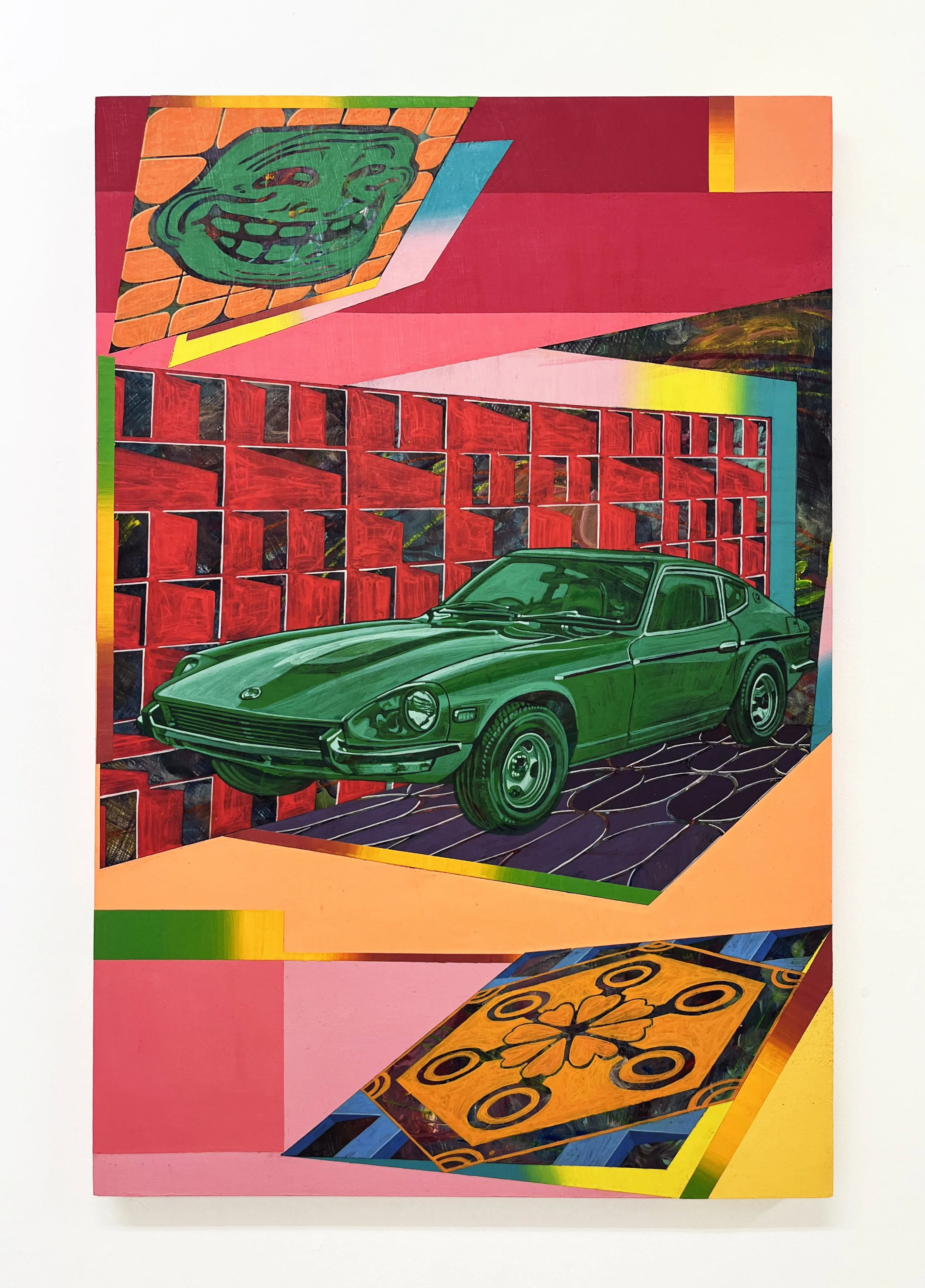 Defaced Vitrine 11, Acrylic and Pen Drawing on Wooden Panel, 61(w)cm x 91.5(h)cm x 3(d)cm, 2025