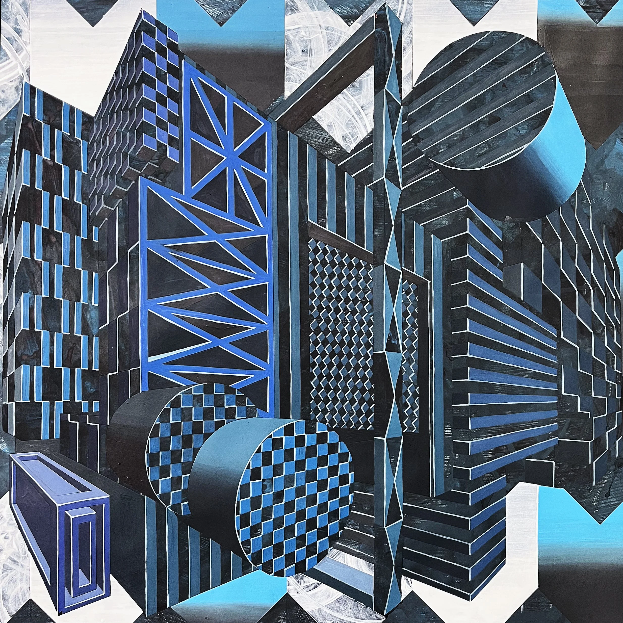 Urban Methodology DaCapo, Pen Drawing and Acrylic on Paper, 50(w)cm x 50(h)cm x2(d)cm (Unframed), 2022