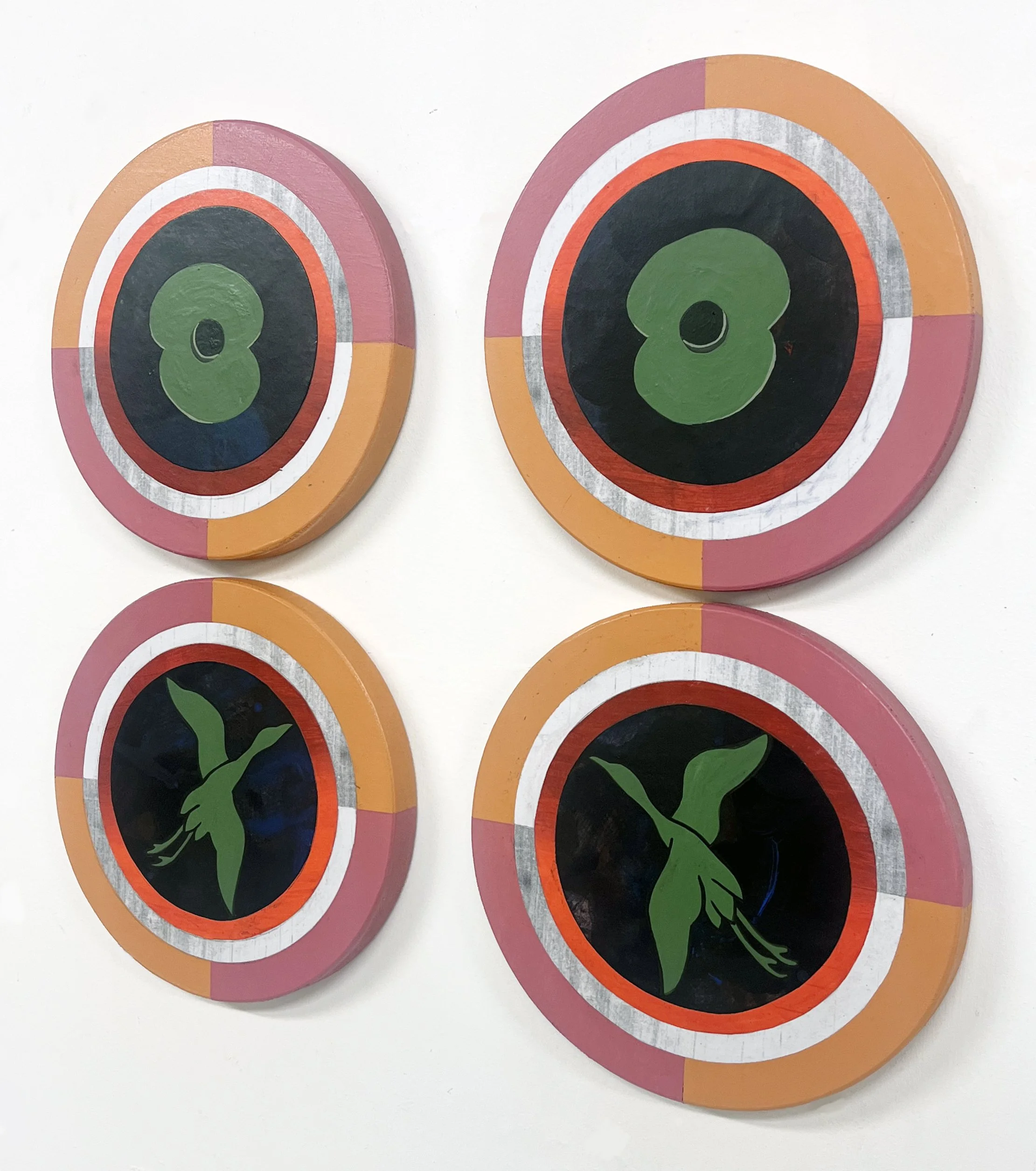 Liquid Purgatory Unit 229 Series, Acrylic and Pen Drawing on Wooden Board, 20(w)cm x 20(h)cm x 2.5(d)cm x 4pieces, 2025