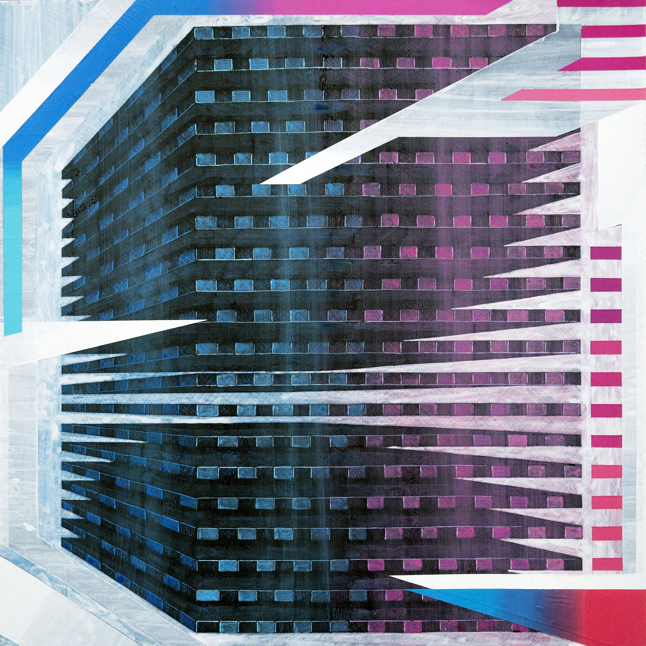 Urban Methodology DaCapo, Pen Drawing and Acrylic on Paper,
50(w)cm x 50(h)cm x 2(d) (Unframed), 2021 