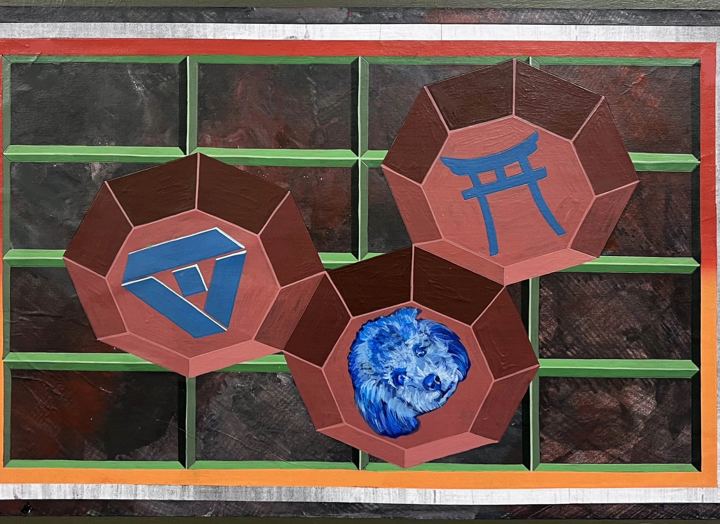 Liquid Purgatory Unit 229 Series, Acrylic and Pen Drawing on Wooden Board, 42(w)cm x 59.4(h)cm x 3(d)cm, 2025