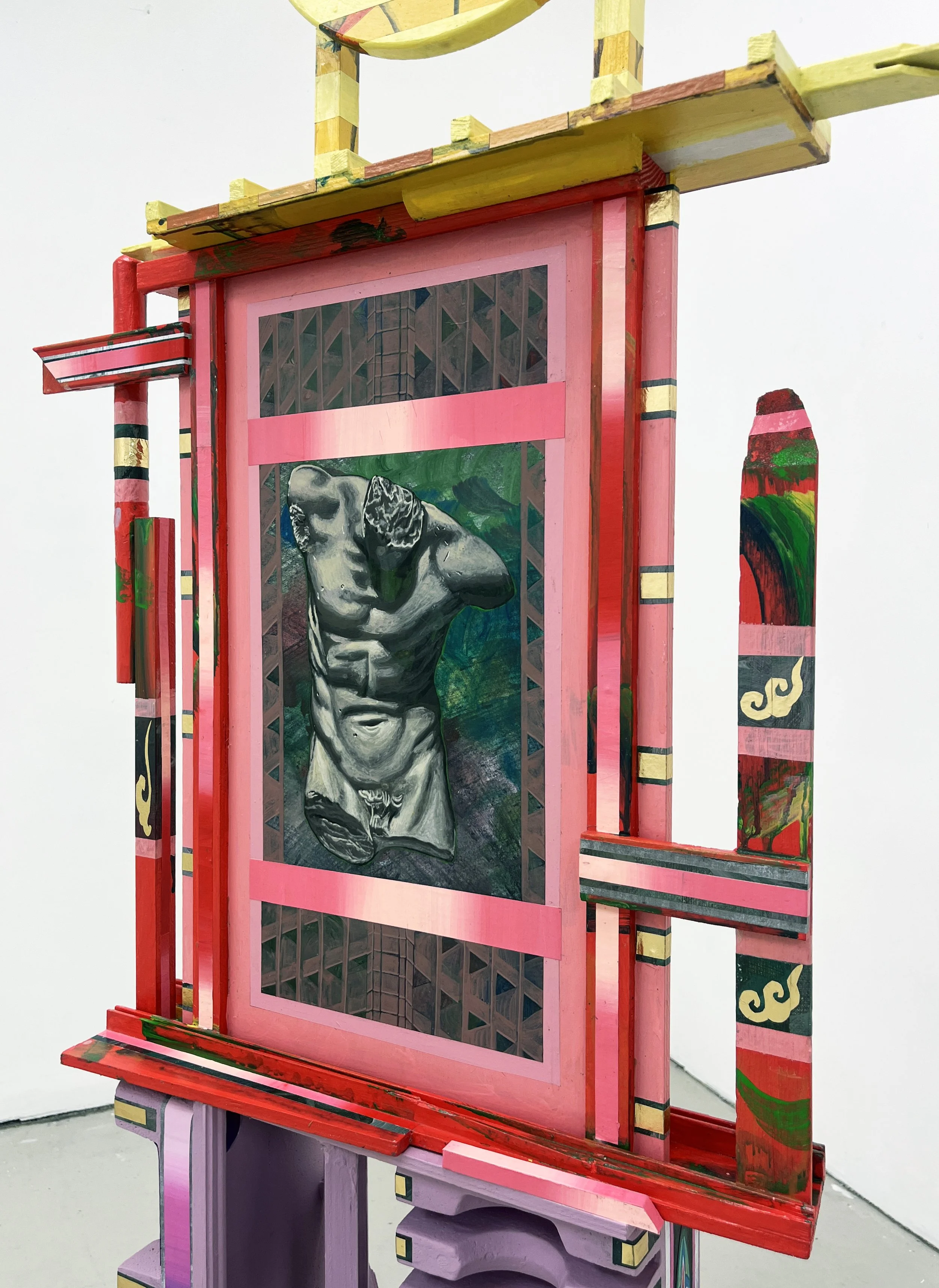Non-monumental monument II,
Acrylic and Pen Drawing on Found Objects,
57(w)cm x 155(h)cm x 35(d)cm, 2026