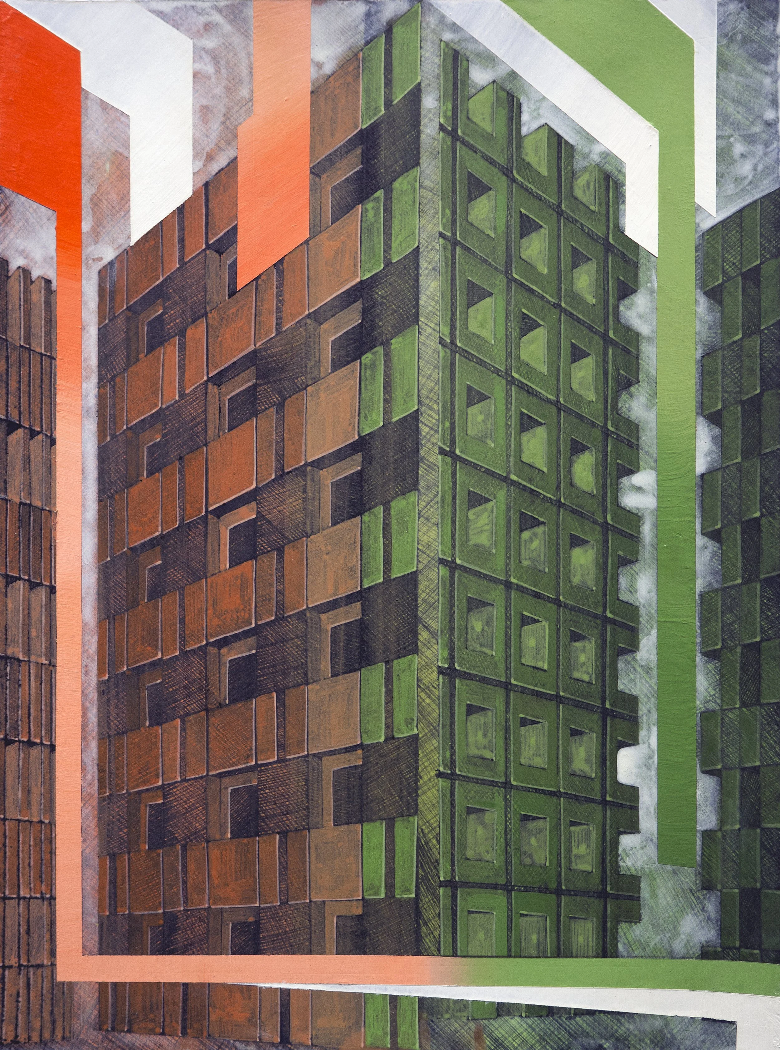 Urban Methodology DaCapo, Pen Drawing and Acrylic on Paper, 29(w)cm x 39(h)cm x 2cm(d) (Unframed), 2021 
