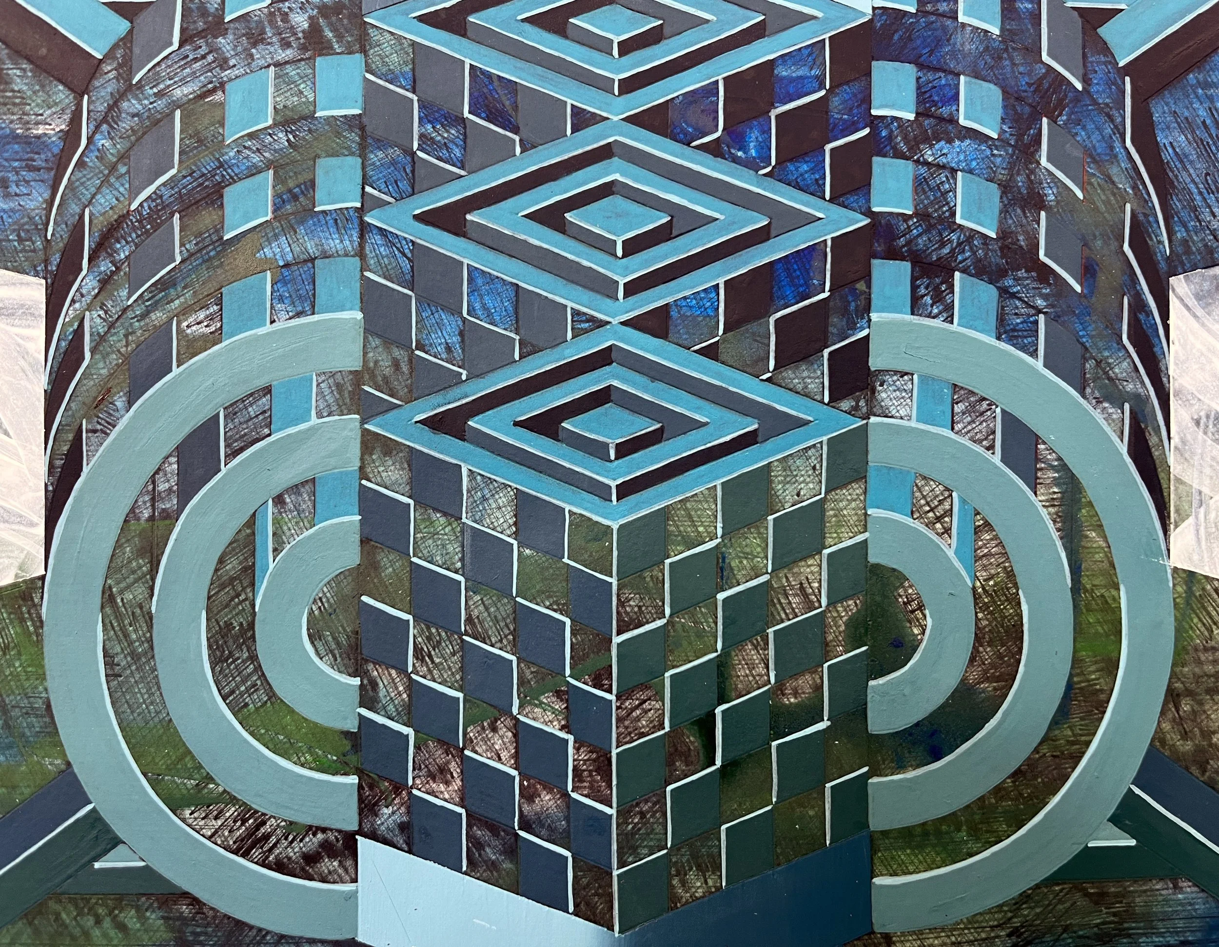 Urban Methodology DaCapo, Pen Drawing and Acrylic on Paper, 30(w)cm x 20(h)cm x 2(d)cm (Unframed), 2022