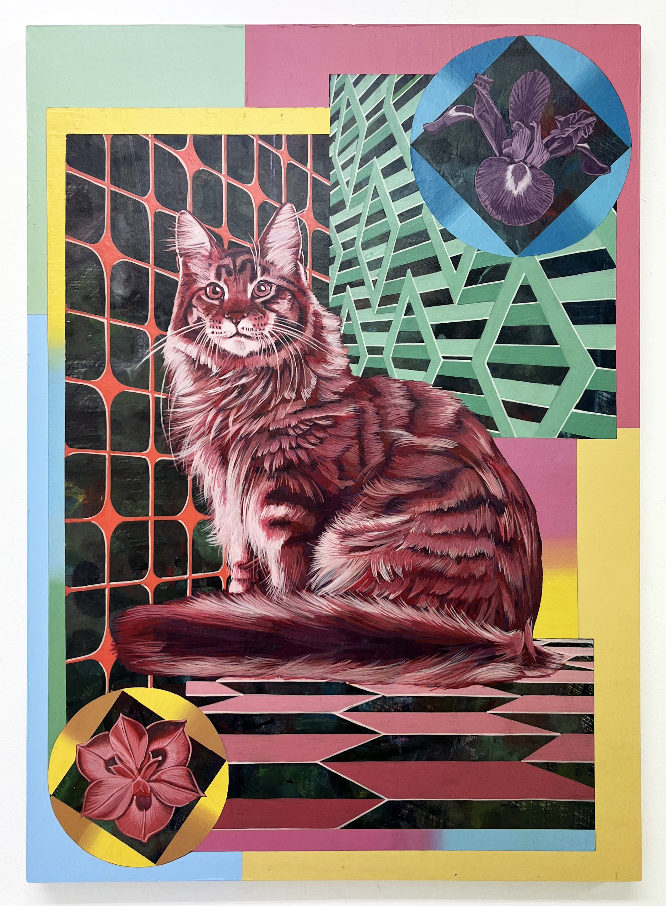 Defaced Vitrine 10, Acrylic and Pen Drawing on Wooden Panel, 42(w)cm x 59.7(h)cm x 2(d)cm, 2025