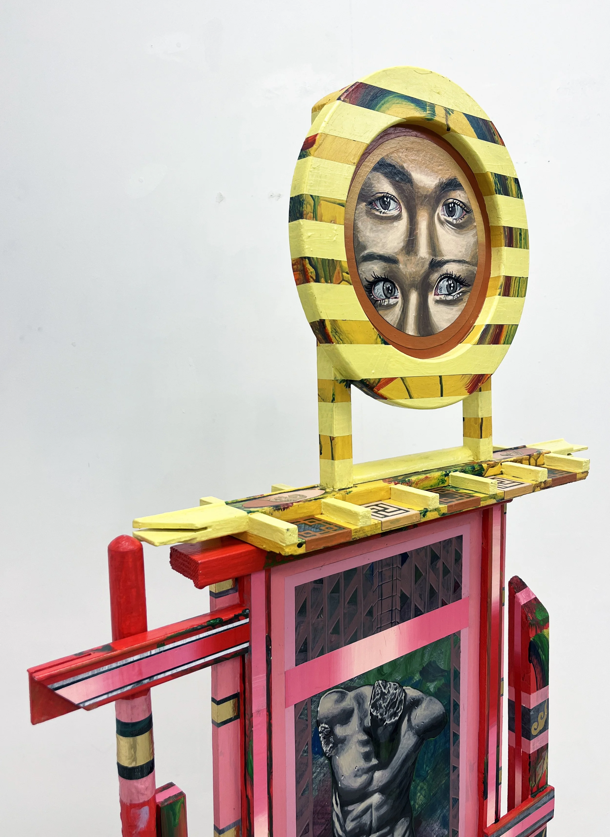 Non-monumental monument II,
Acrylic and Pen Drawing on Found Objects,
57(w)cm x 155(h)cm x 35(d)cm, 2026