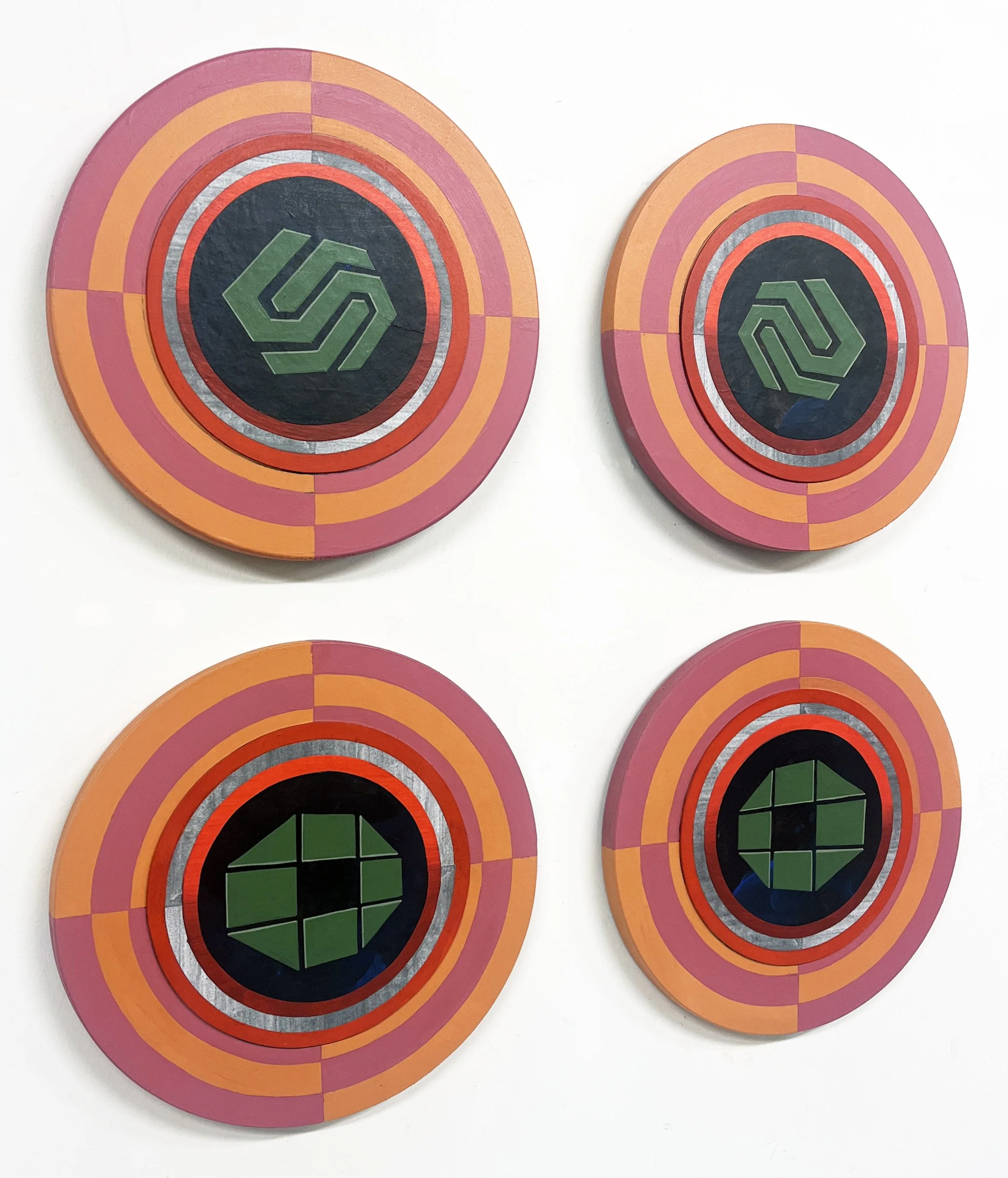 Liquid Purgatory Unit 229 Series, Acrylic and Pen Drawing on Wooden Board, 30(w)cm x 30(h)cm x 2.5(d)cm x 4pieces, 2025