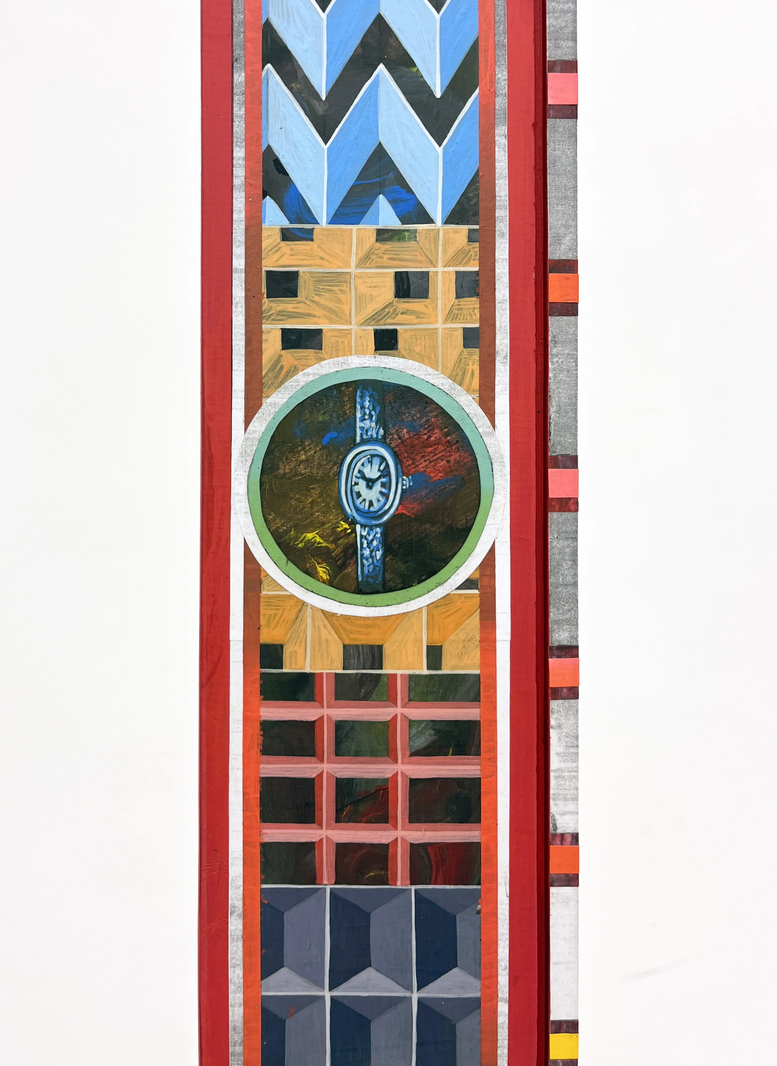 Annex Inventory Series, 22(w)cm x 117(h)cm x 13(d)cm, Acrylic and Pen Drawing on Found Objects, 2025
