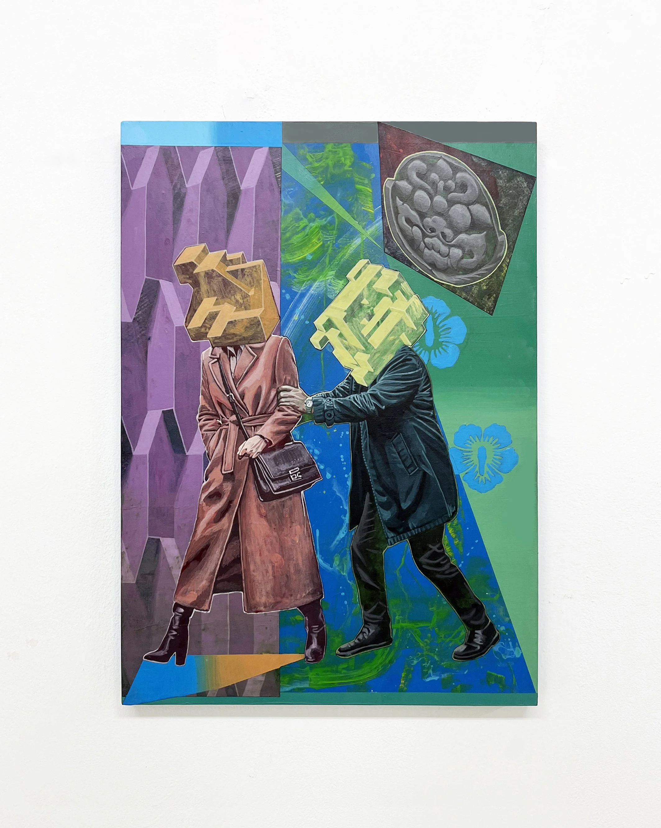 Allegory of Emotion | Allégorie de l’Emoi 
The Echo of Us: Fear | L’écho des sentiments: Peur,
Acrylic and Pen Drawing on Wooden Panel,
29.7(w)cm x 42(h)cm x 2(d)cm, 2026
