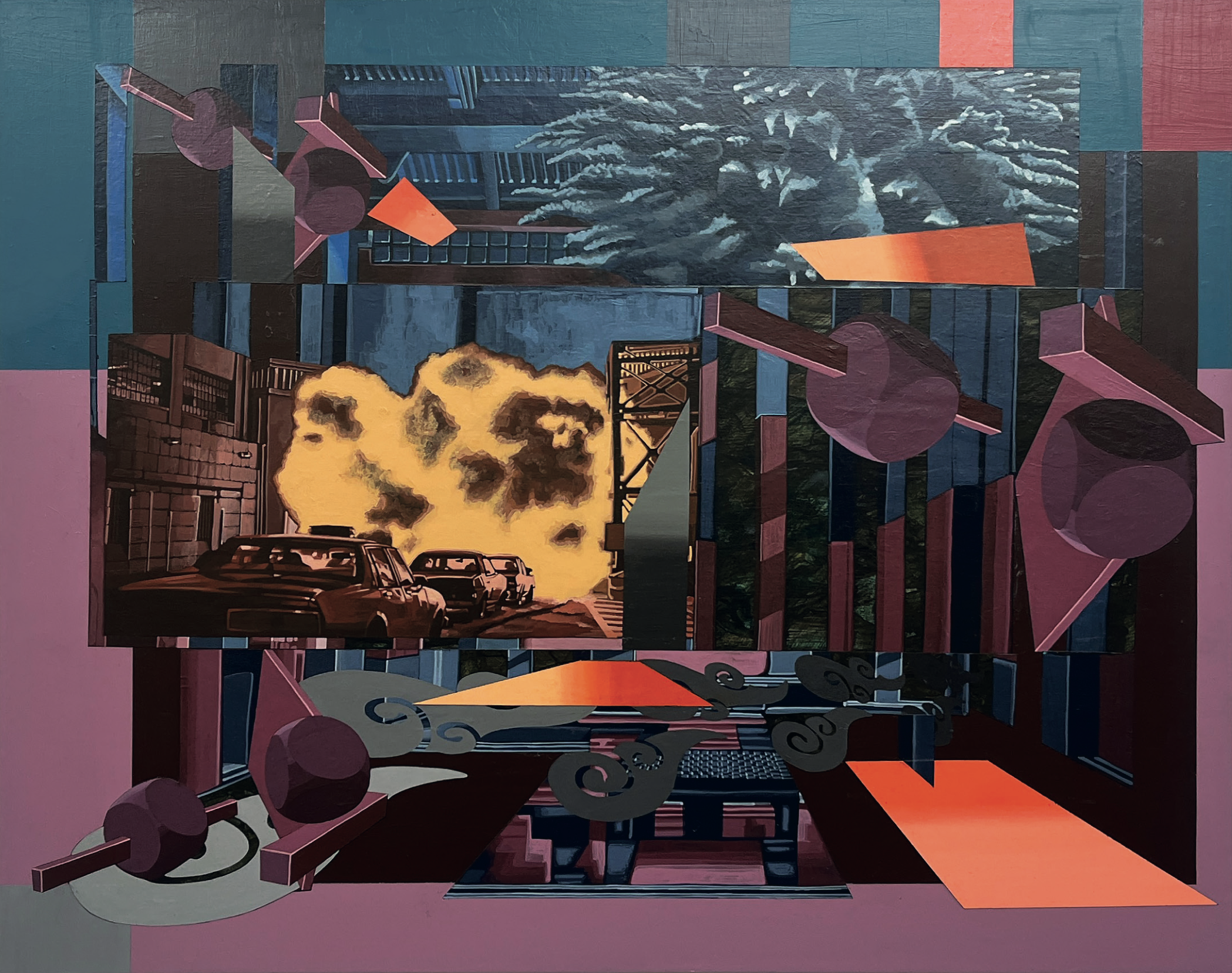 Defaced Vitrine 02, Acrylic and Pen Drawing on Wooden Board, 100(w)cm x 80(h)cm x 3(d)cm, 2025_Acquired by National Museum of Modern and Contemporary Art, Seoul, South Korea
