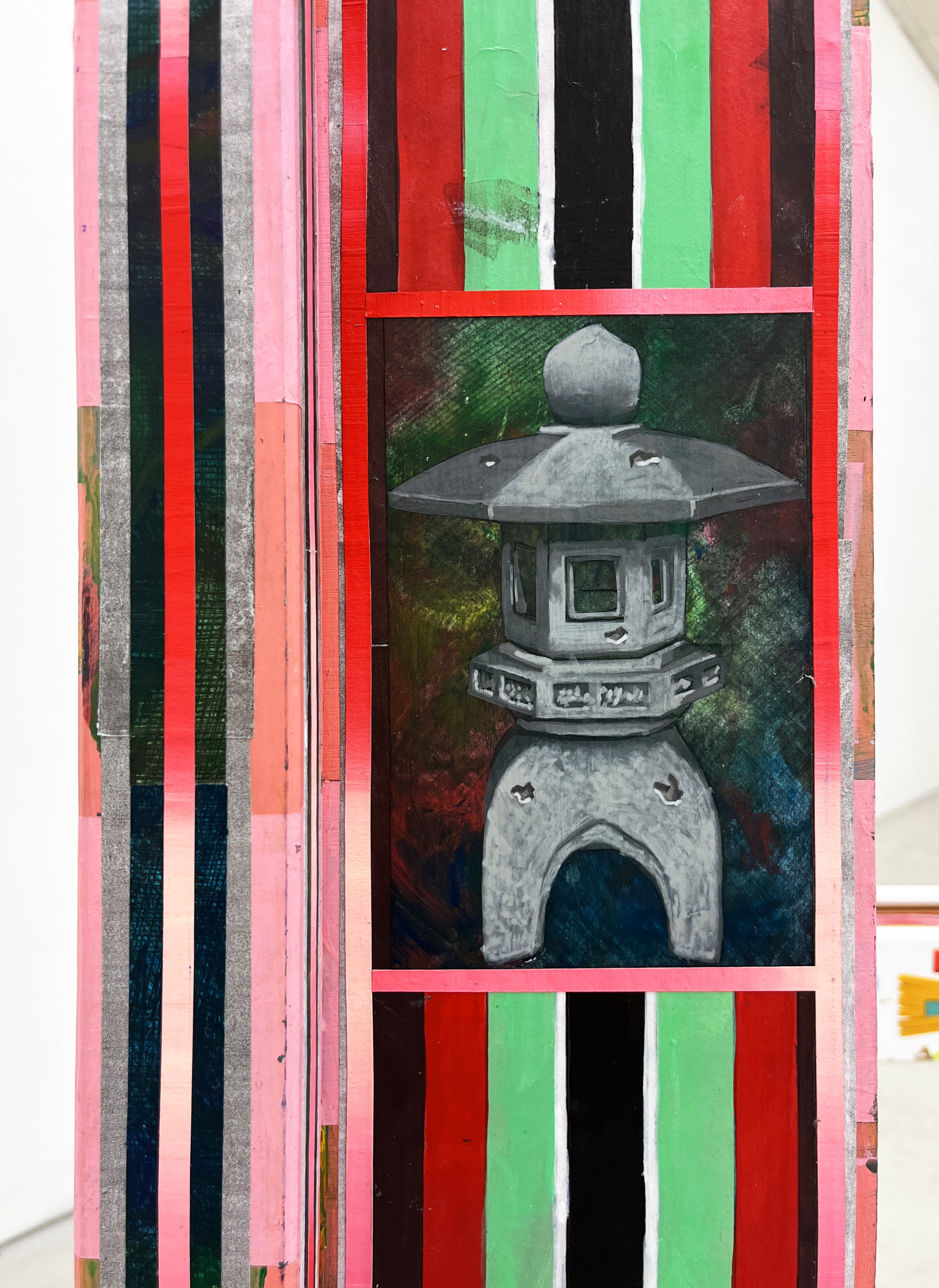 Ephemeral Tableaux II | Tableaux éphémères II,
Acrylic and Pen Drawing on Found Objects 
94(w)cm x 155(h)cm x 79(d)cm, 2026