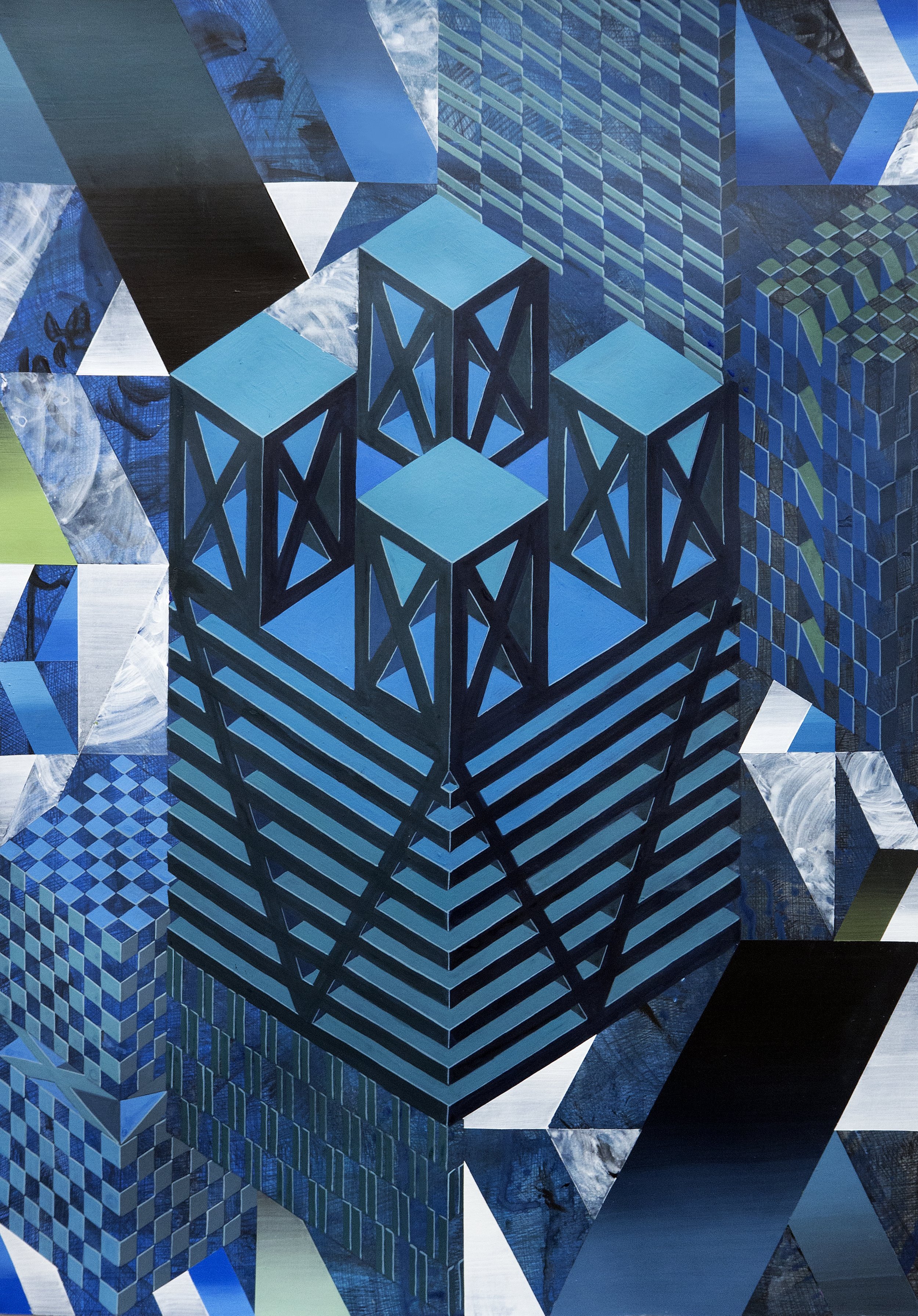 Urban Methodology DaCapo, Pen Drawing and Acrylic on Paper, 50(w)cm x 70(h)cm x 2(d)cm (Unframed), 2022
