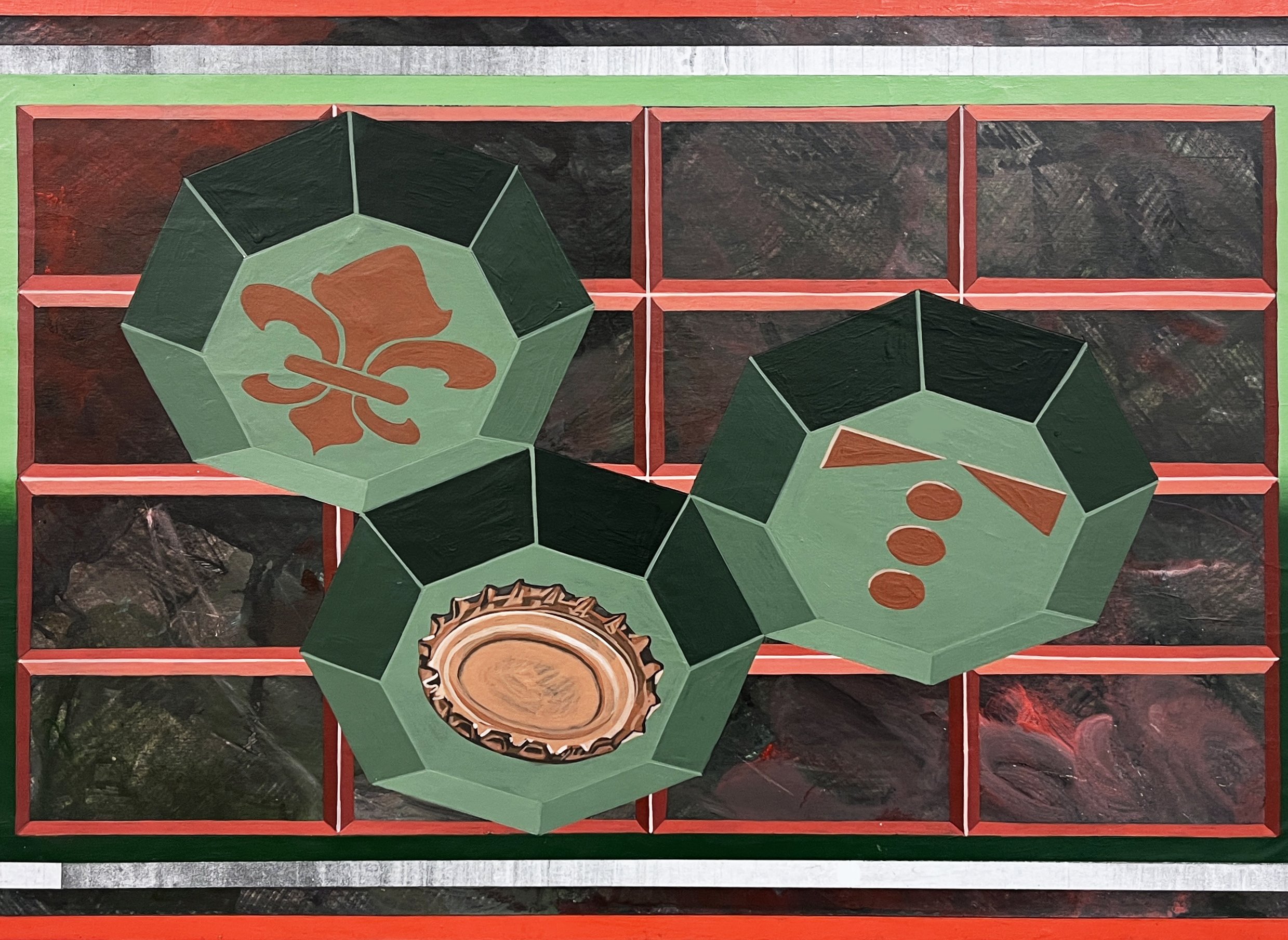 Liquid Purgatory Unit 229 Series, Acrylic and Pen Drawing on Wooden Board, 42(w)cm x 59.4(h)cm x 3(d)cm, 2025