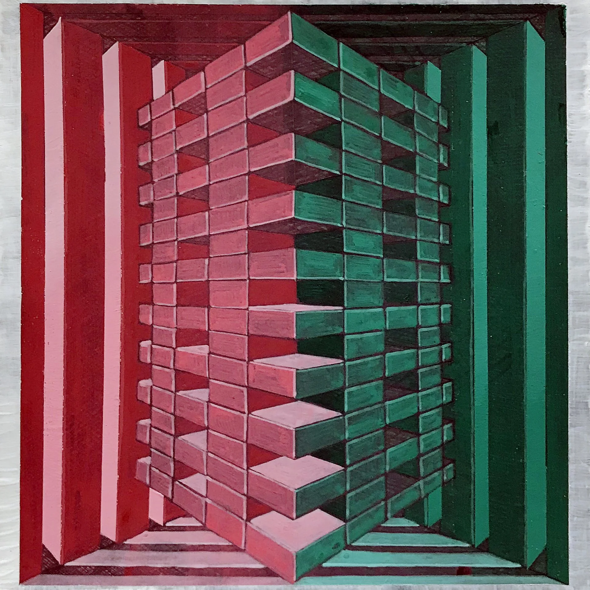 Urban Methodology DaCapo, Pen Drawing and Acrylic on Paper, 20(w)cm x 20(h)cm x 2(d)cm (Unframed), 2021