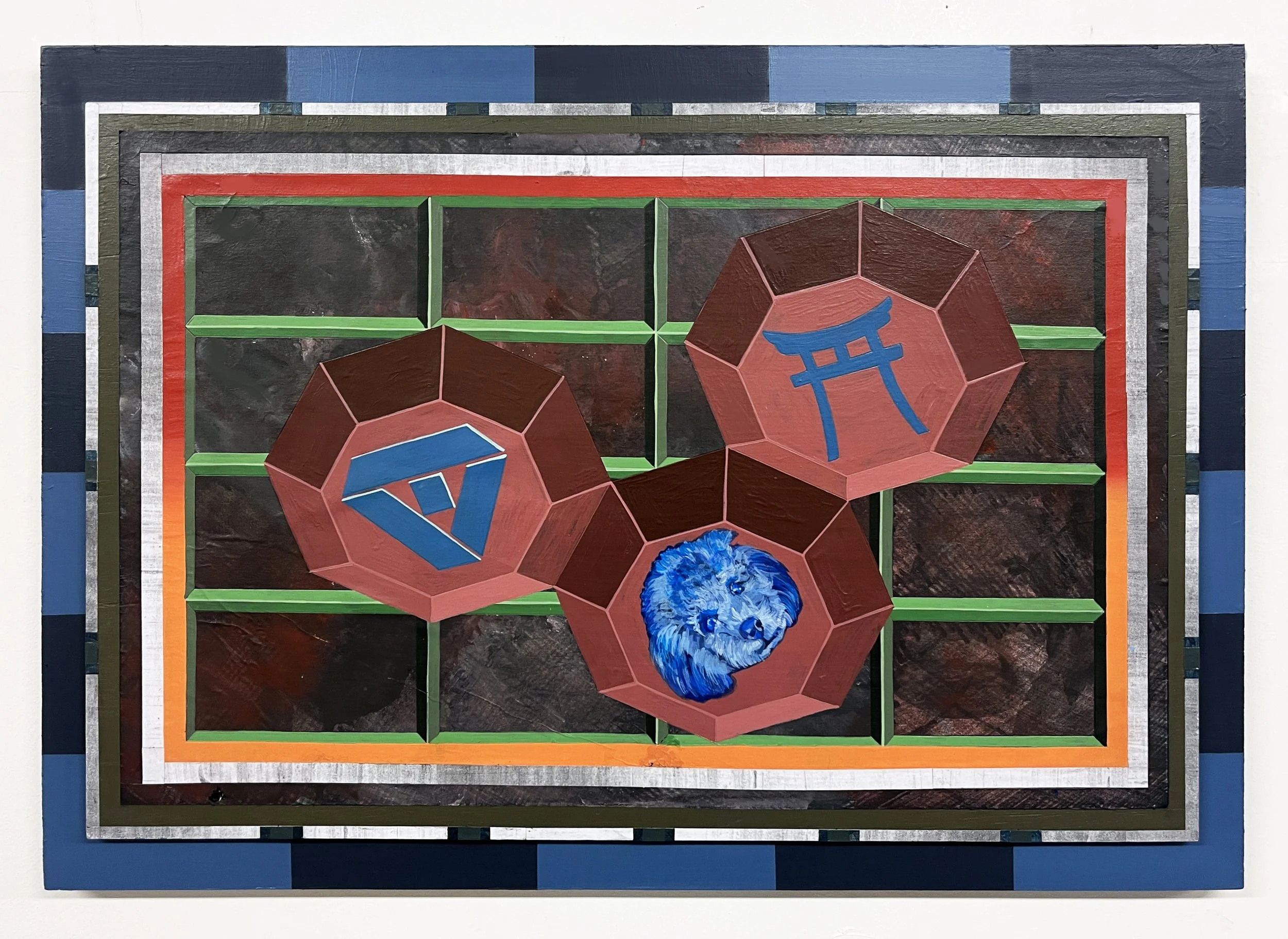 Liquid Purgatory Unit 229 Series, Acrylic and Pen Drawing on Wooden Board, 42(w)cm x 59.4(h)cm x 3(d)cm, 2025