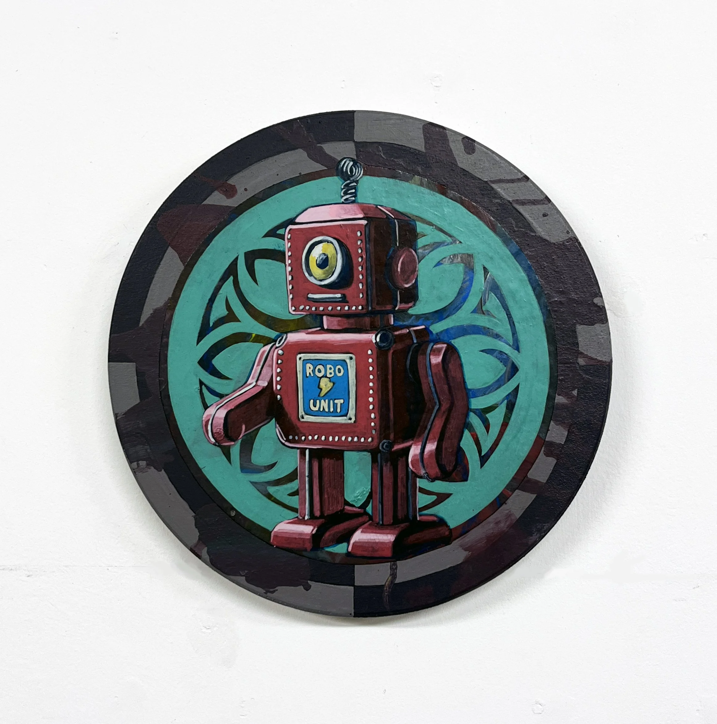 Defaced Vitrine 23, Acrylic and Pen Drawing on Wooden Board, 20(w)cm x 20(h)cm x 2(d)cm, 2025