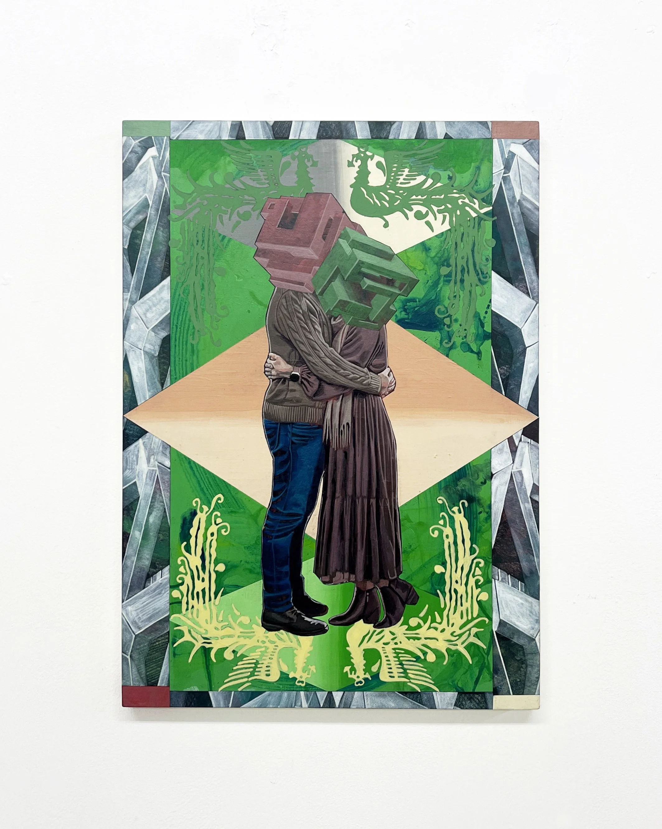 Allegory of Emotion | Allégorie de l’Emoi 
The Echo of Us: Rage| L’écho des sentiments: Colère,
Acrylic and Pen Drawing on Wooden Panel,
42(w)cm x 59.7(h)cm x 2(d)cm, 2026