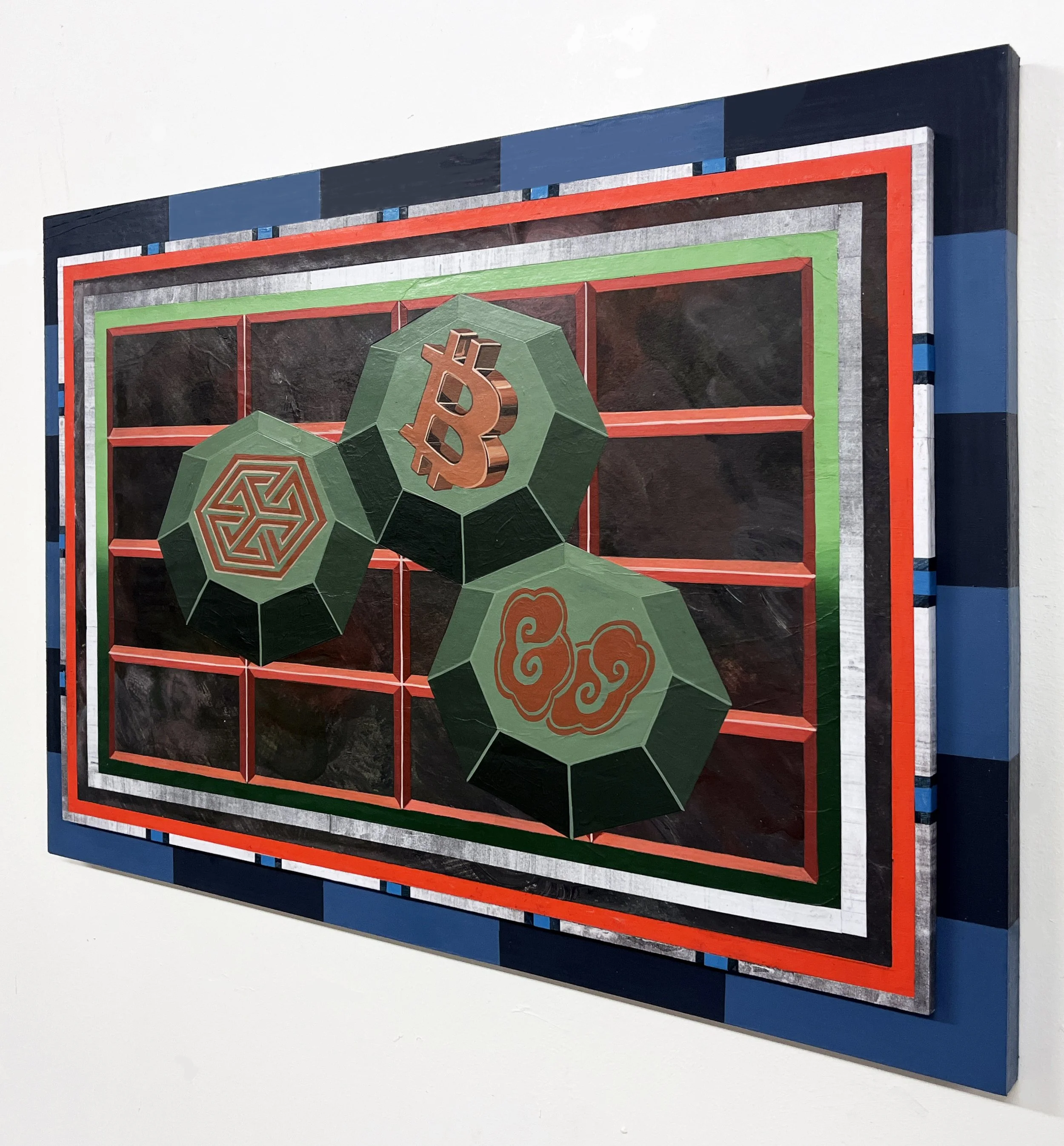 Liquid Purgatory Unit 229 Series, Acrylic and Pen Drawing on Wooden Board, 42(w)cm x 59.4(h)cm x 3(d)cm, 2025