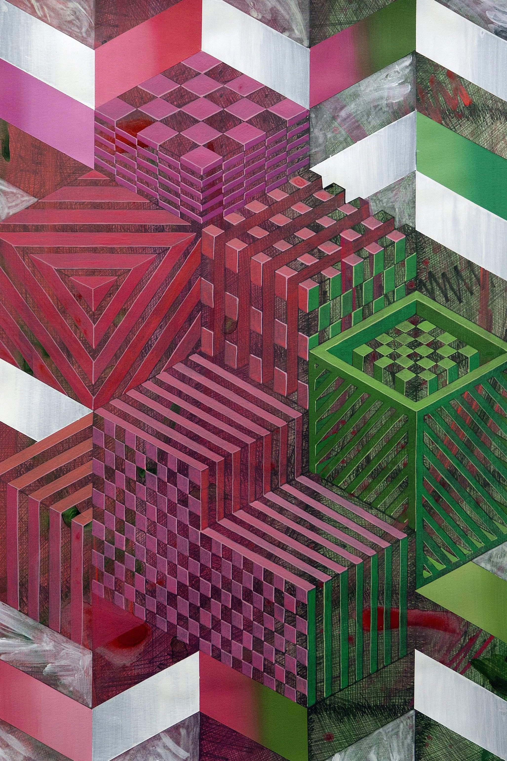 Urban Methodology DaCapo, Pen Drawing and Acrylic on Paper, 40(w)cm x 60(h)cm x 2(d)cm (Unframed), 2022