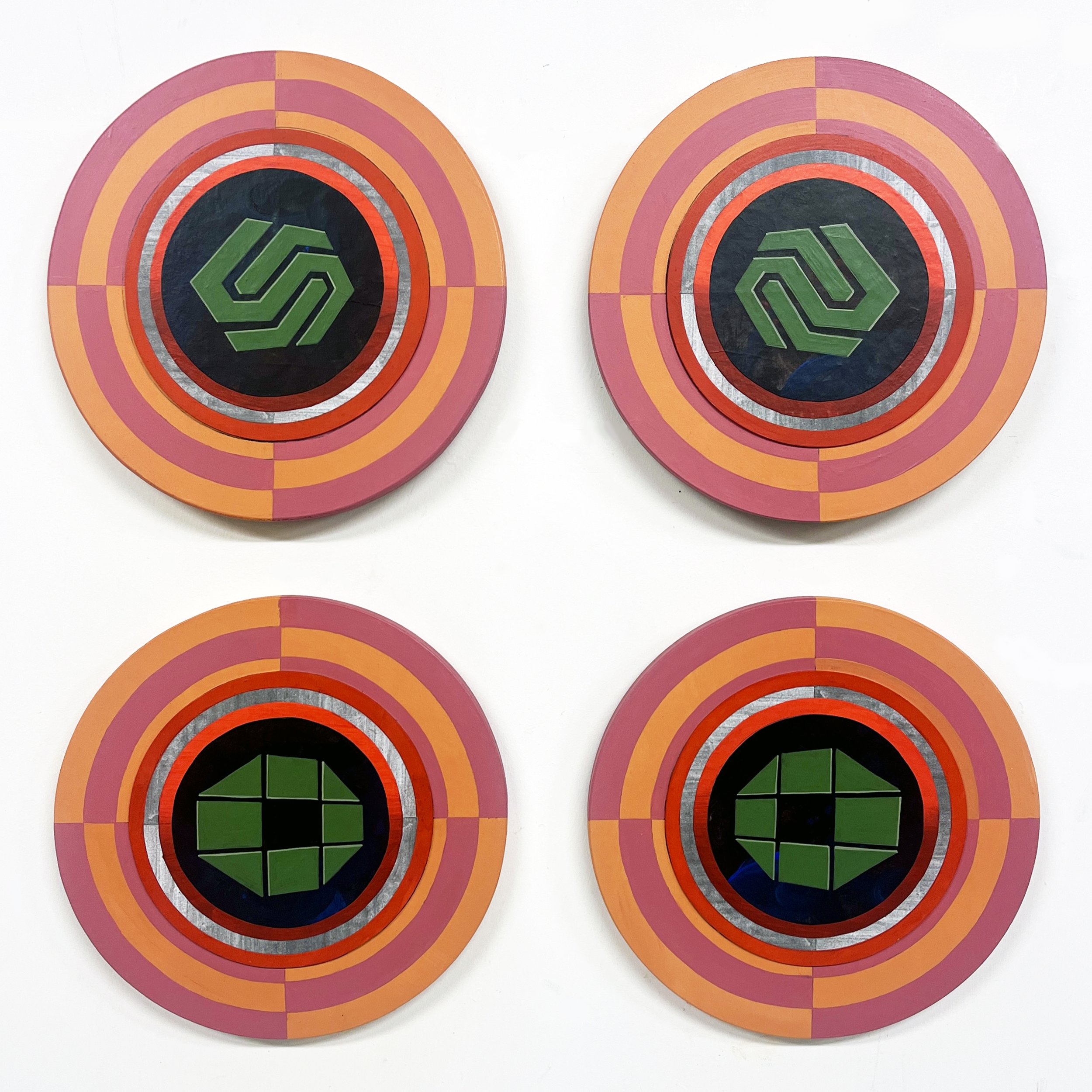 Liquid Purgatory Unit 229 Series, Acrylic and Pen Drawing on Wooden Board, 30(w)cm x 30(h)cm x 2.5(d)cm x 4pieces, 2025