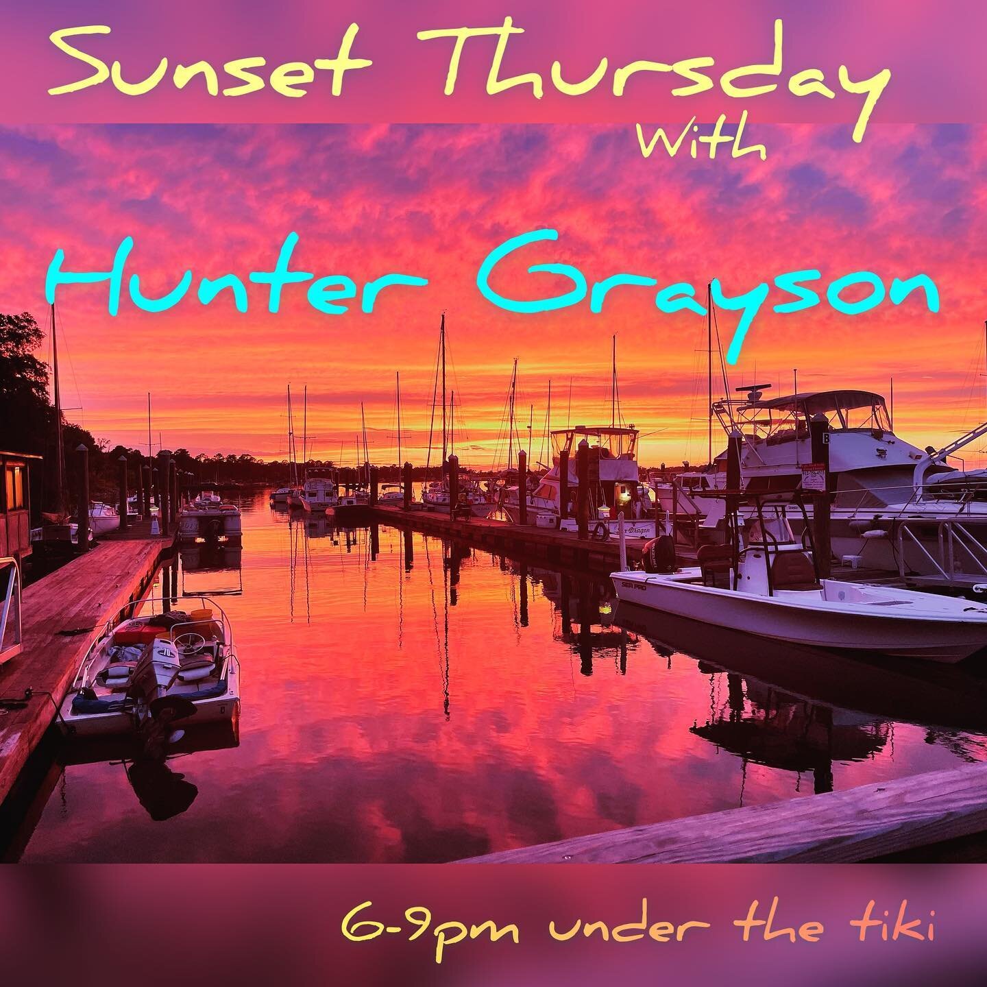 Sunset Thursday this week features Hunter Grayson! 

Come on out and enjoy some good food, good fun, and good music! 

We can&rsquo;t wait to see you😎

#fishtalesrh #richmondhillga #savannahga #coastalgeorgia #livemusic #sunsetthursday