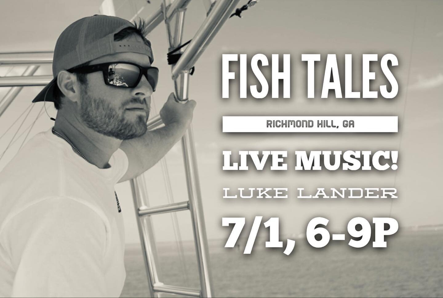 Sunset Thursday this week will be featuring Luke Lander! Come on out and enjoy some good food, good fun, and good music☺️ 

Live music will be from 6-9pm under the tiki 🏝 we can&rsquo;t wait to see you! 

#fishtalesrh #richmondhill #savannah #goodfo