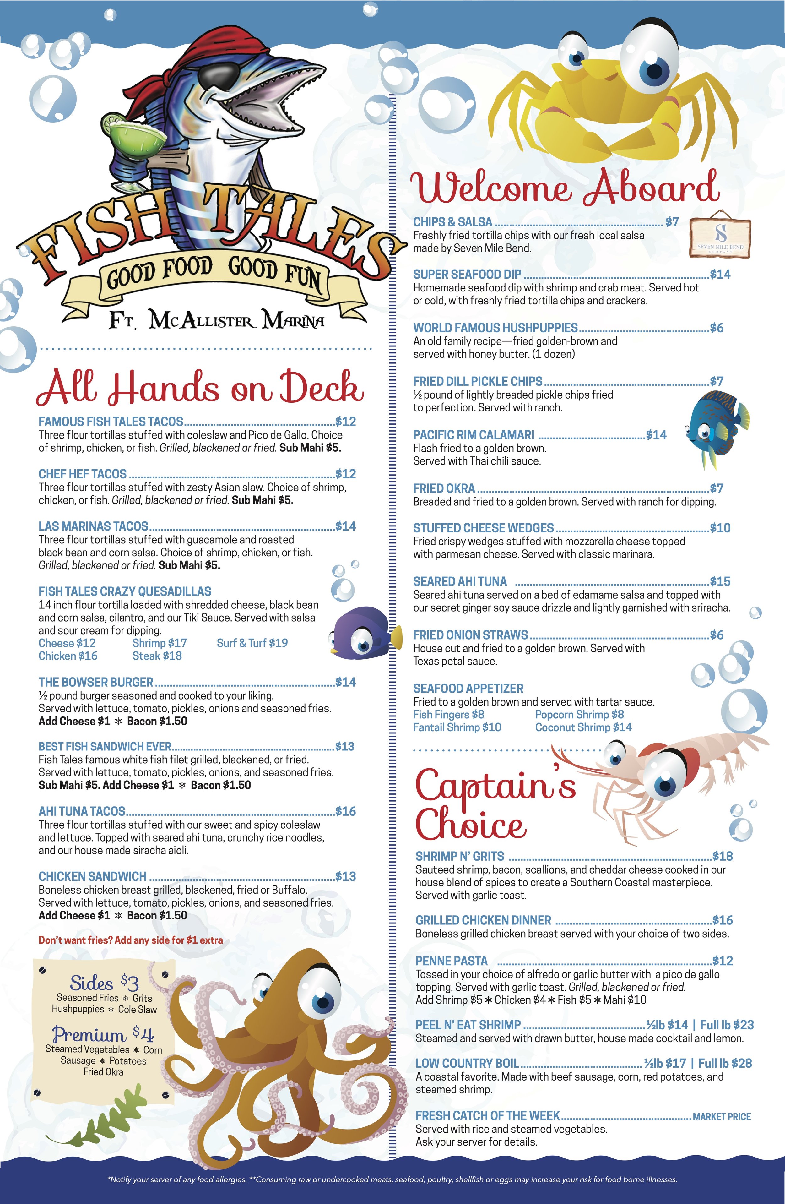 Fish tales menu deals