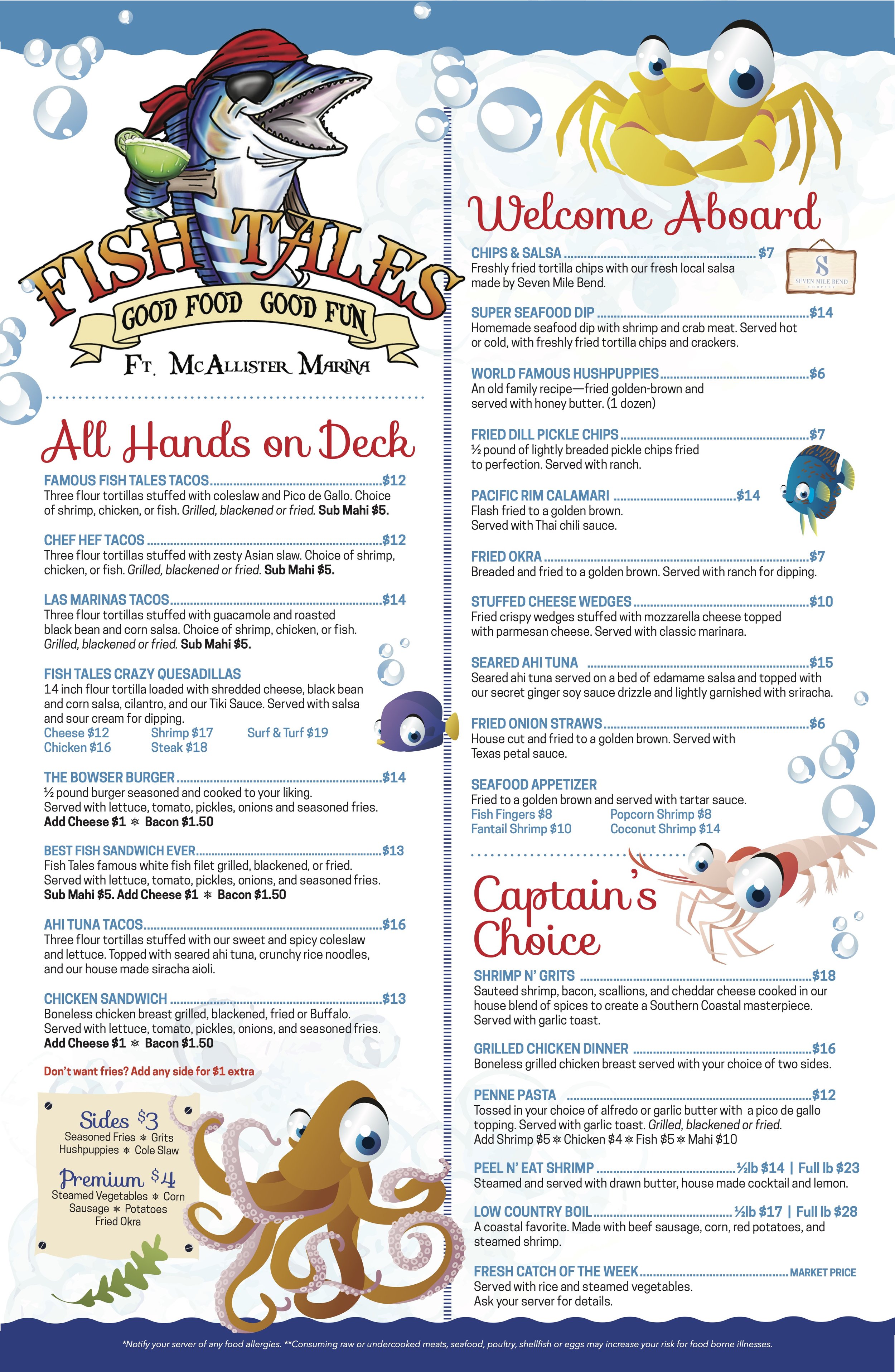 Menu — Fish Tales at Fort McAllister Marina