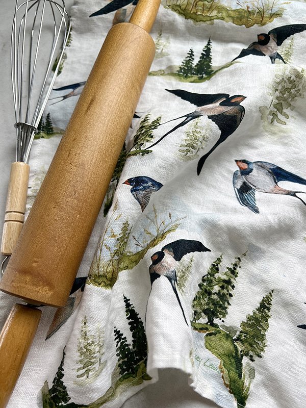 Barn Swallow and Pine Trees Pattern Kasey Melissa Art